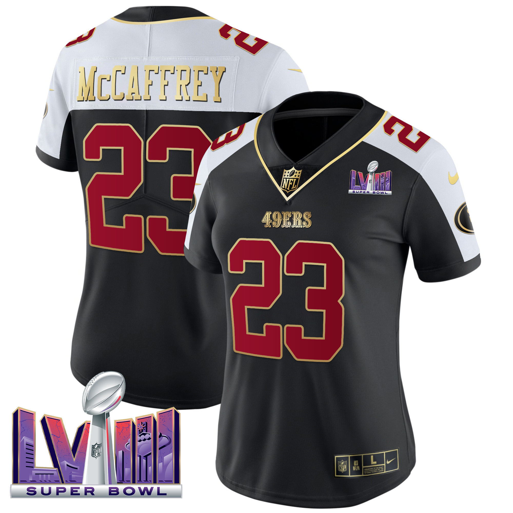 Women’s San Francisco 49ers Super Bowl LVIII Patch Vapor Jersey – All Stitched