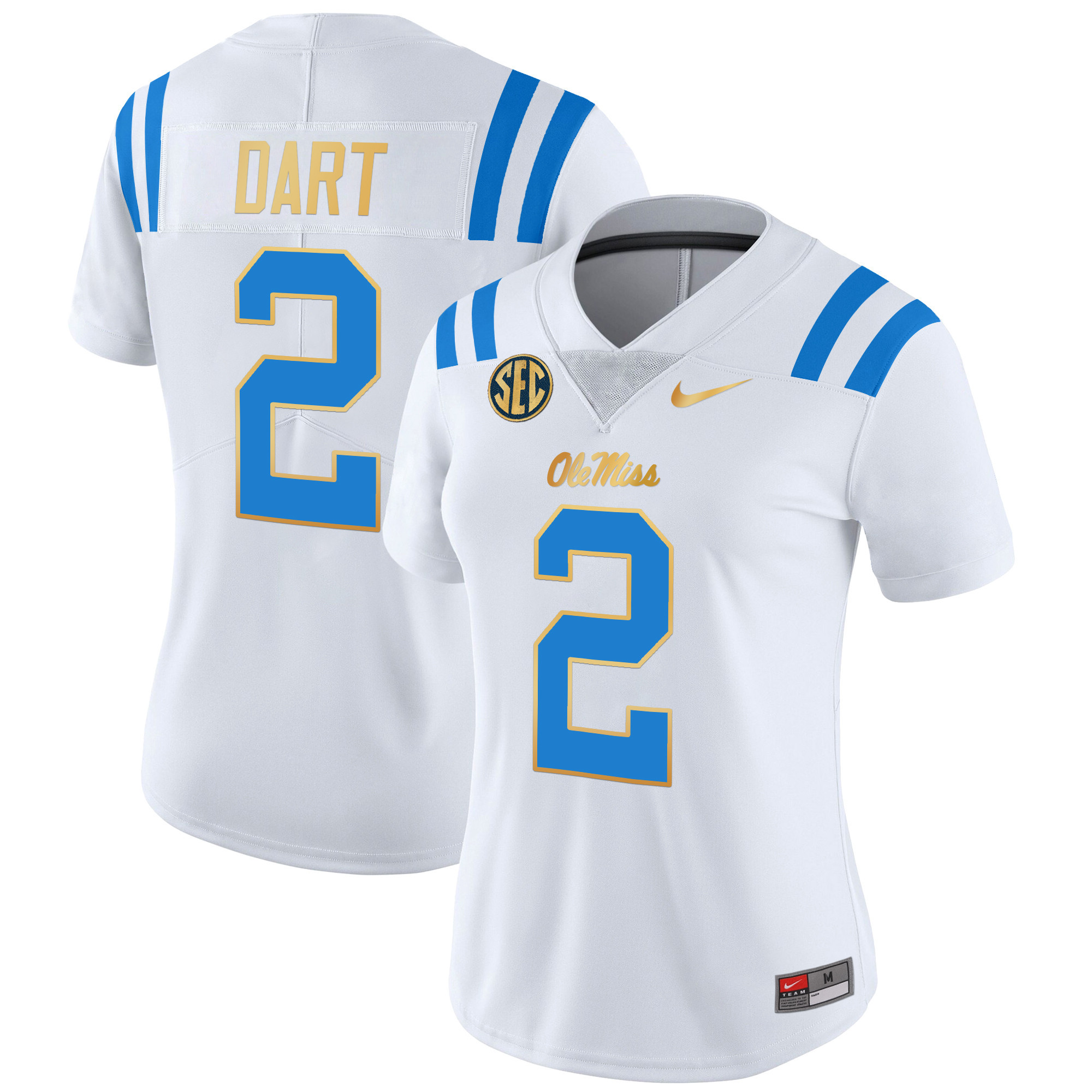 Women’s Ole Miss Rebels 2024 Gold Trim Vapor Limited Jersey – All Stitched