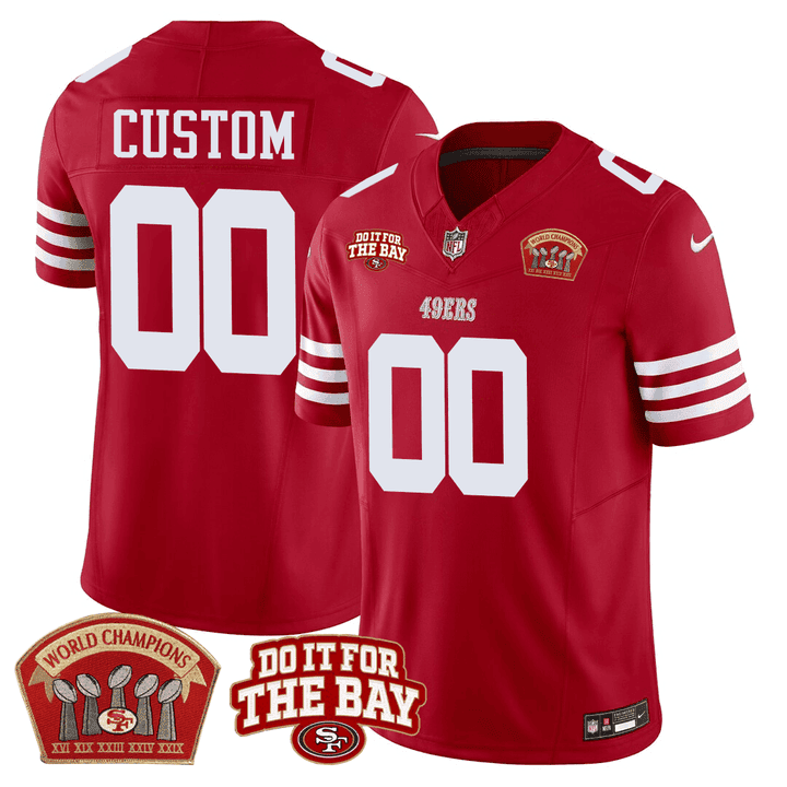 San Francisco 49ers 5x World Champions & “Do It For The Bay” Patch Limited Custom Jersey – All Stitched