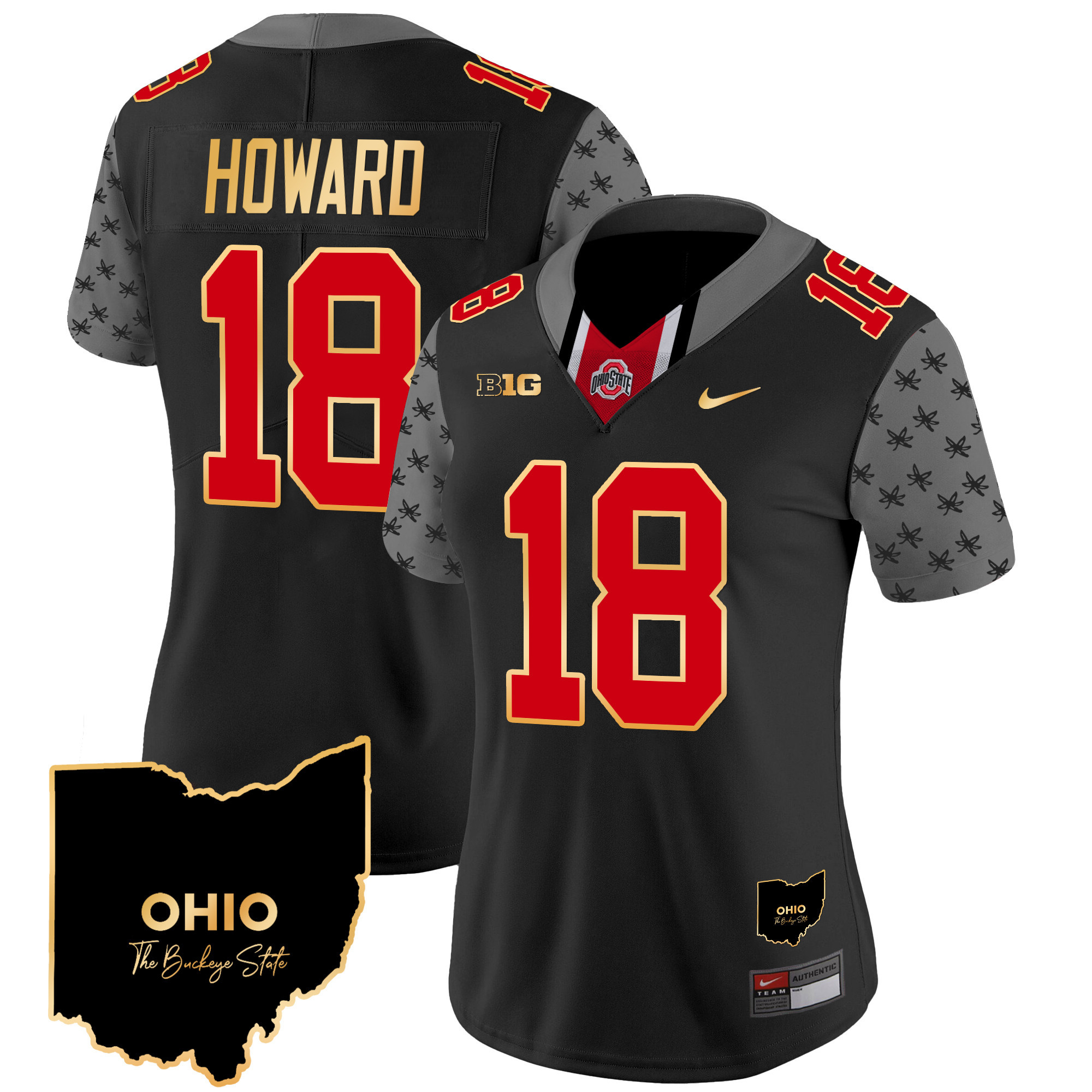 Women’s Ohio State Buckeyes 2024 Home Patch Gold Trim Vapor Limited Jersey V2 – All Stitched