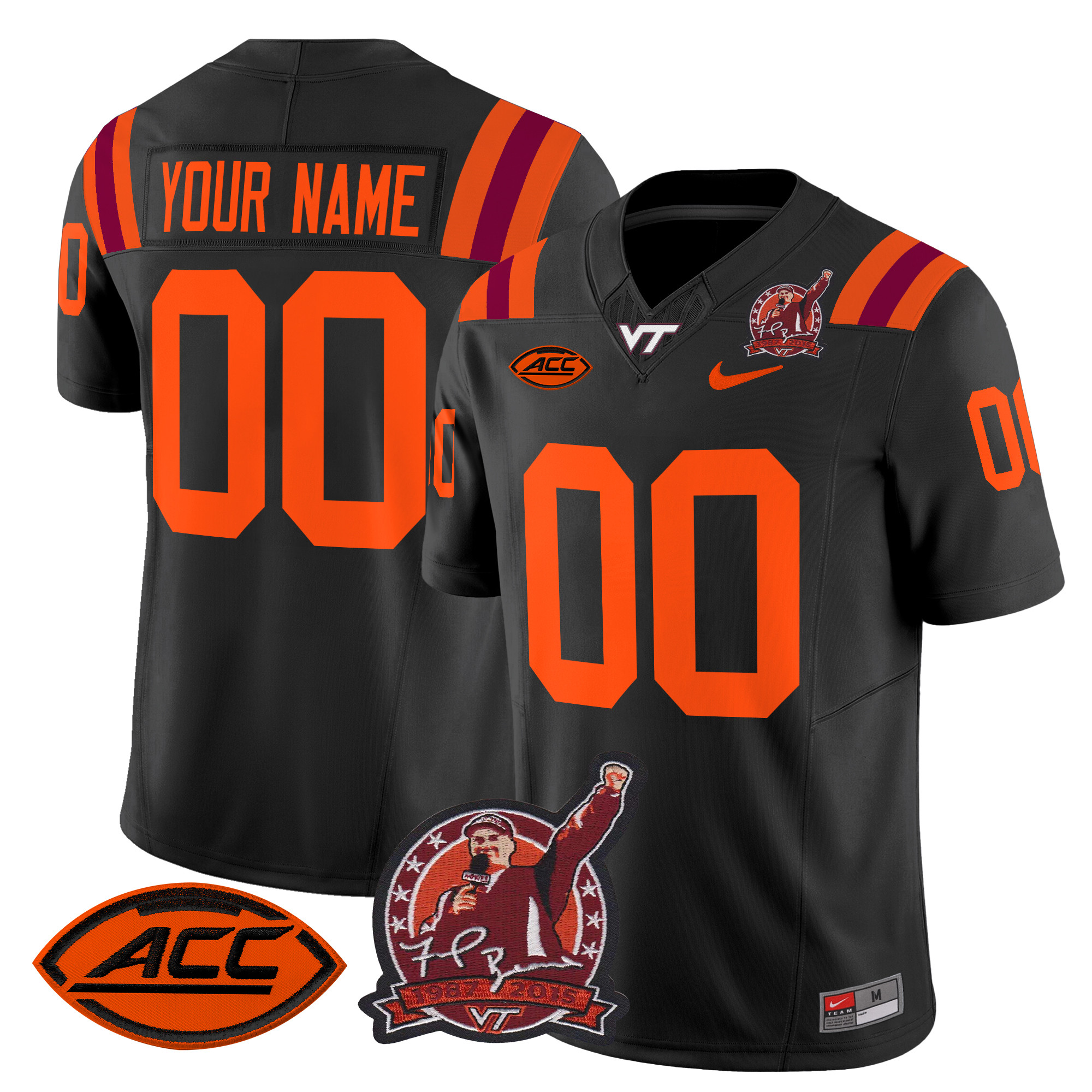 Virginia Tech Hokies Coach Frank Beamer Patch 2024 Vapor Limited Custom Jersey – All Stitched
