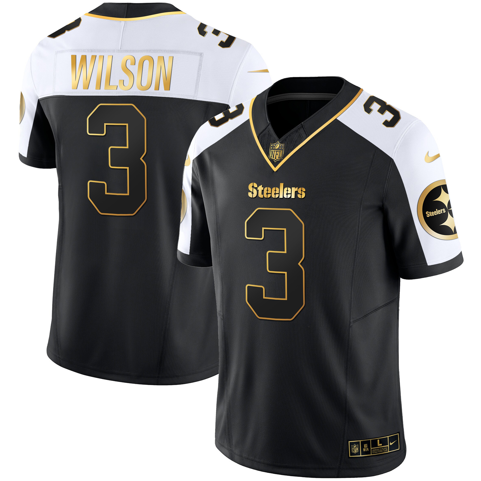 Men’s Pittsburgh Steelers Gold Vapor Jersey V2 – All Stitched