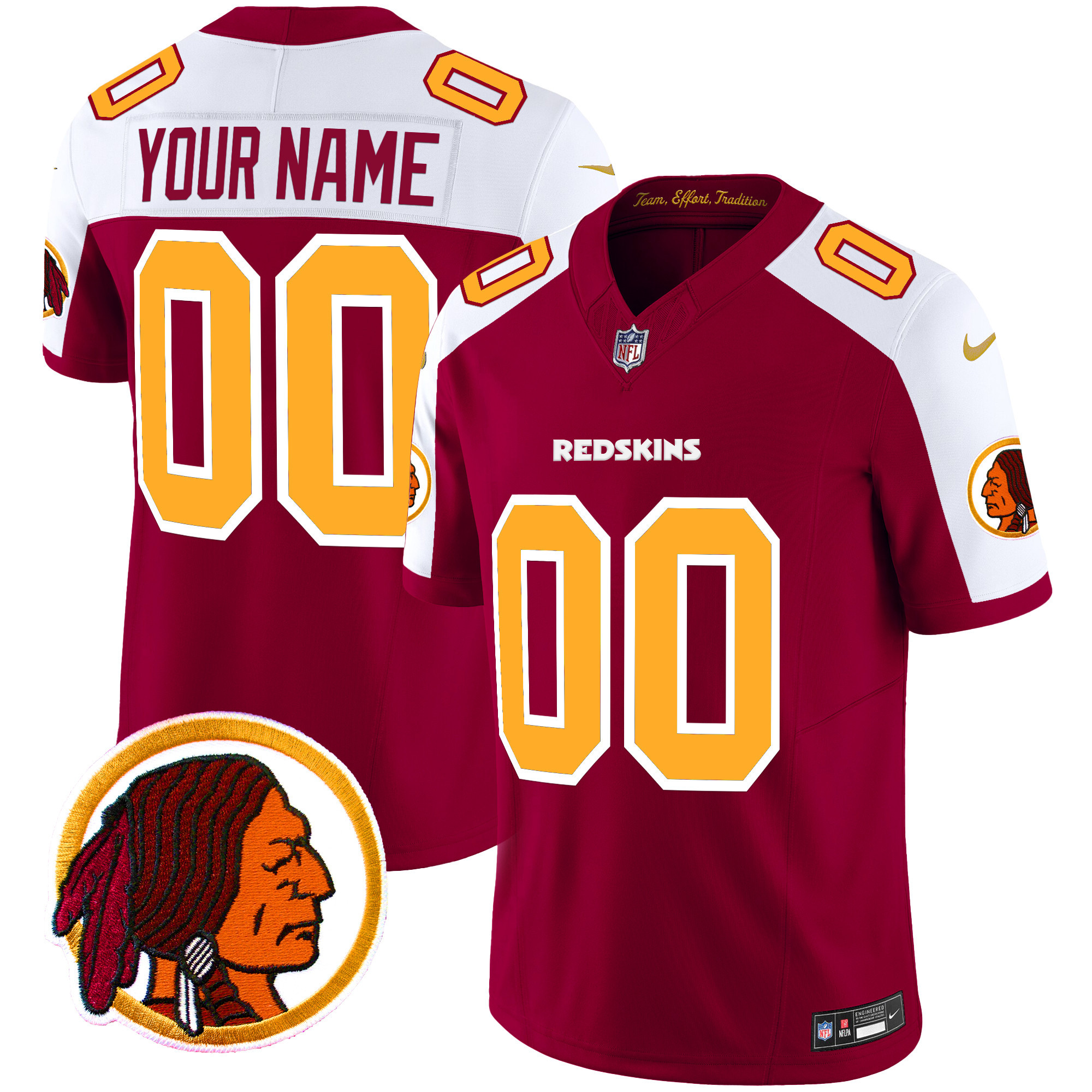 Washington Redskins Throwback Vapor Limited Custom Jersey V2 – All Stitched