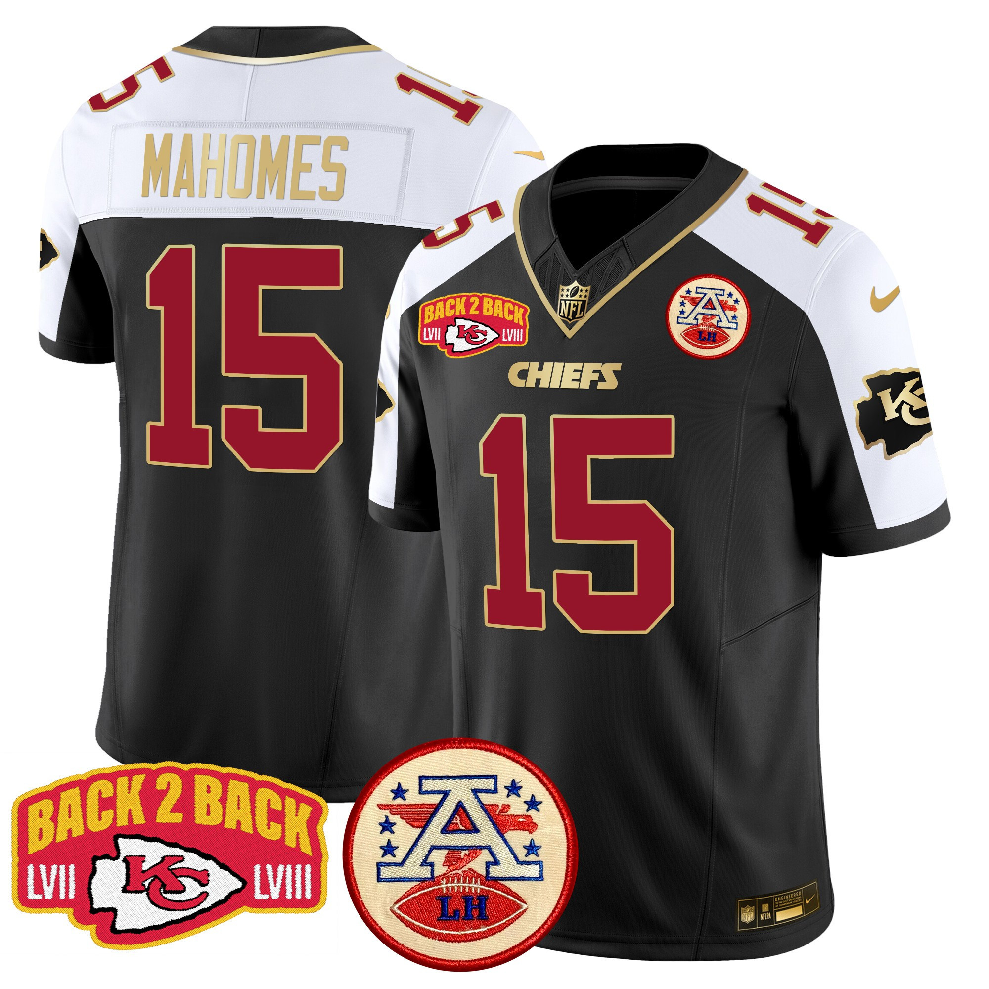 Men’s Chiefs Super Back 2 Back Patch Vapor Limited Jersey – All Stitched