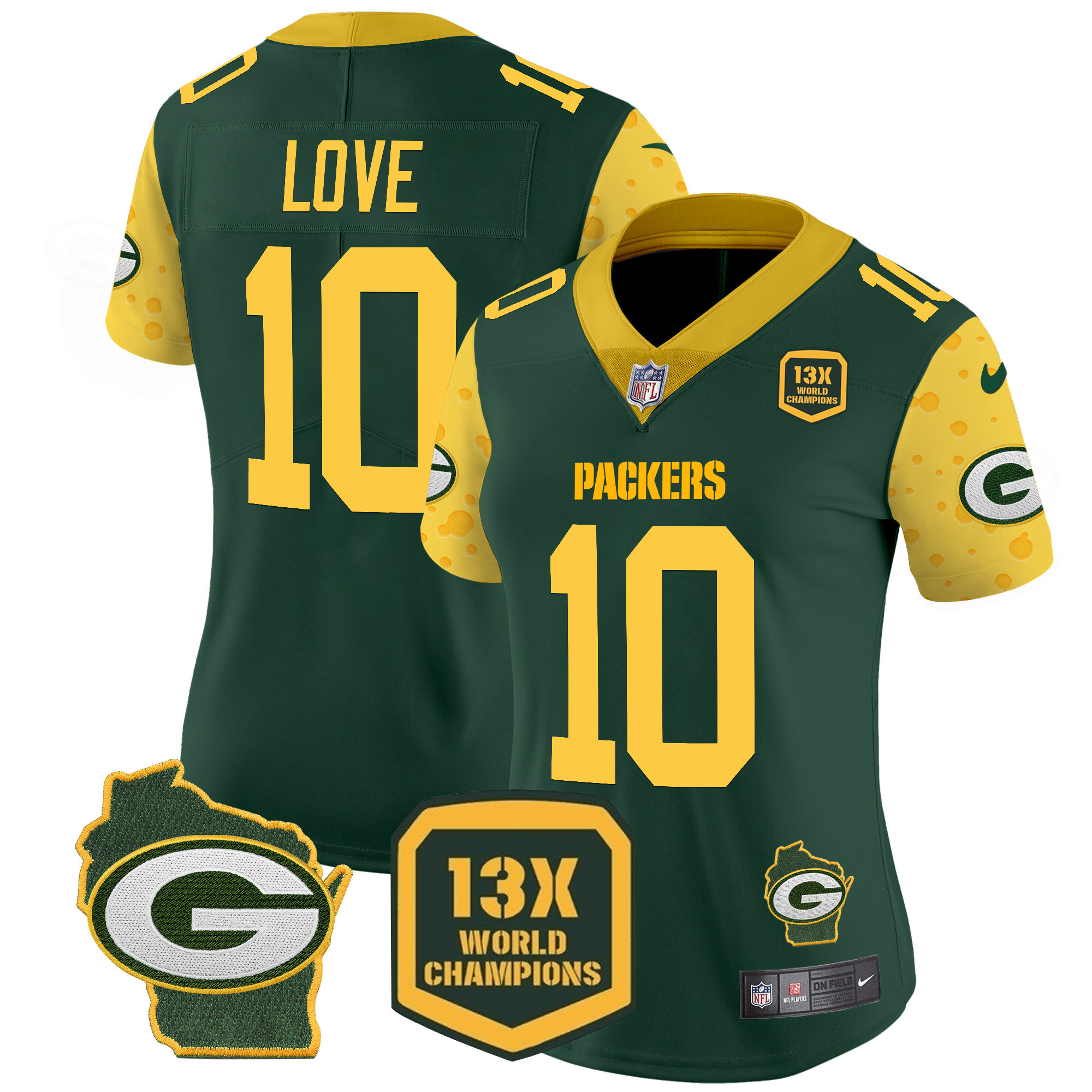 Women’s Green Bay Packers Cheese Vapor Limited Jersey – All Stitched