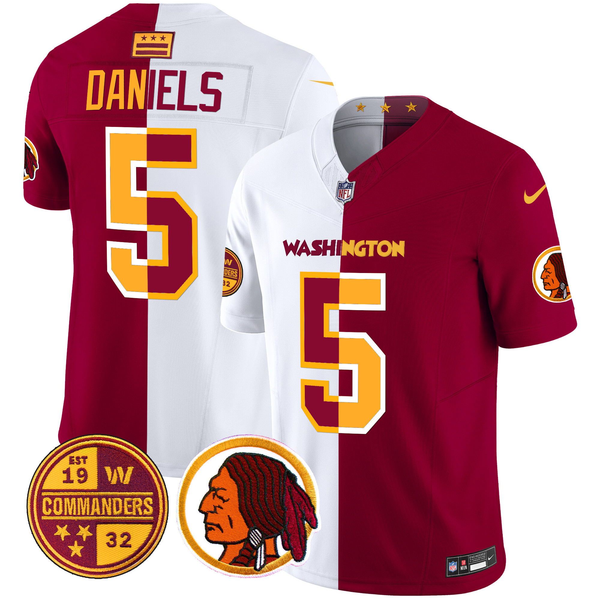 Men’s Washington Half Redskins & Washington Commanders Vapor Limited Jersey – All Stitched