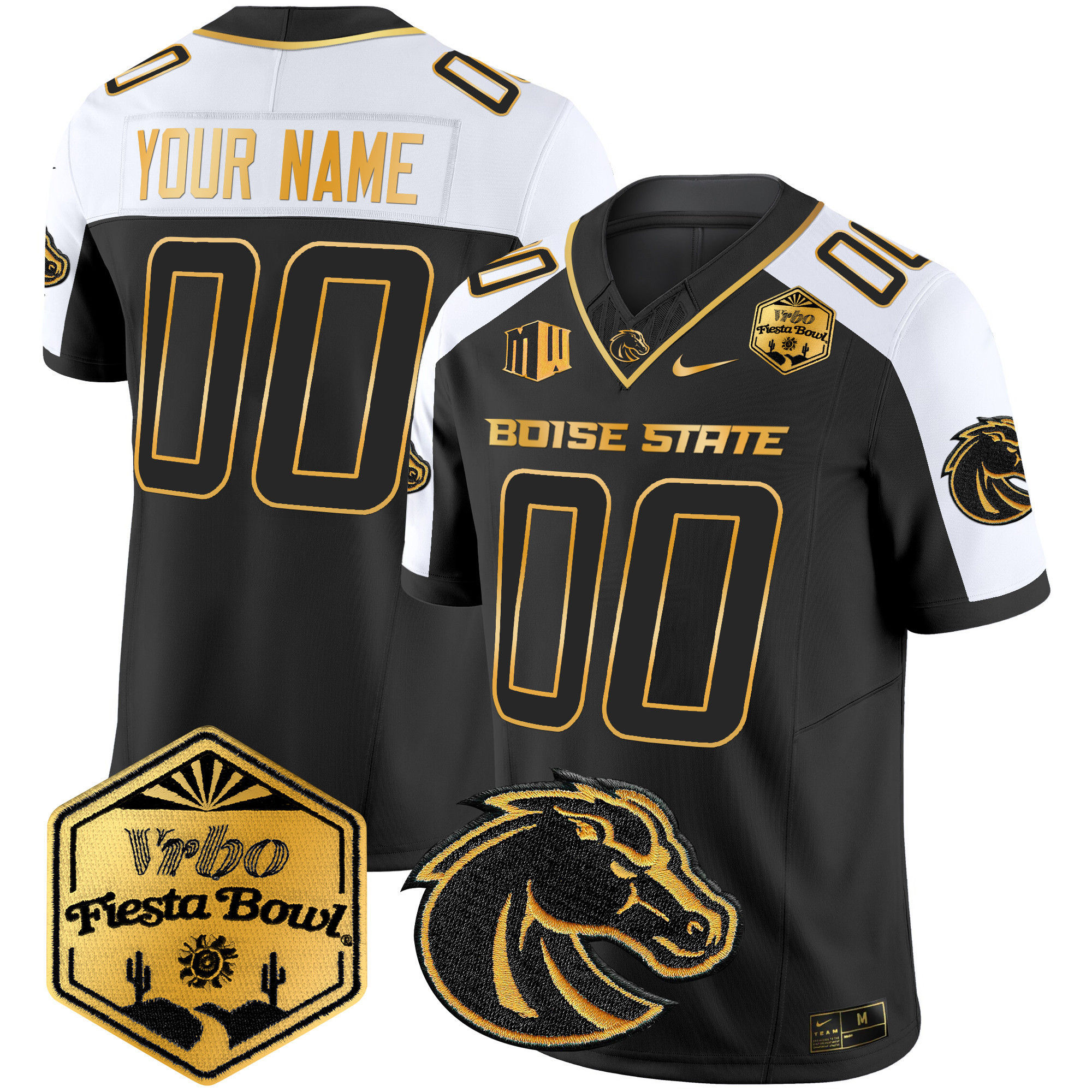 Boise State Broncos 2024 The Fiesta Bowl Patch Gold Vapor Limited Custom Jersey – All Stitched