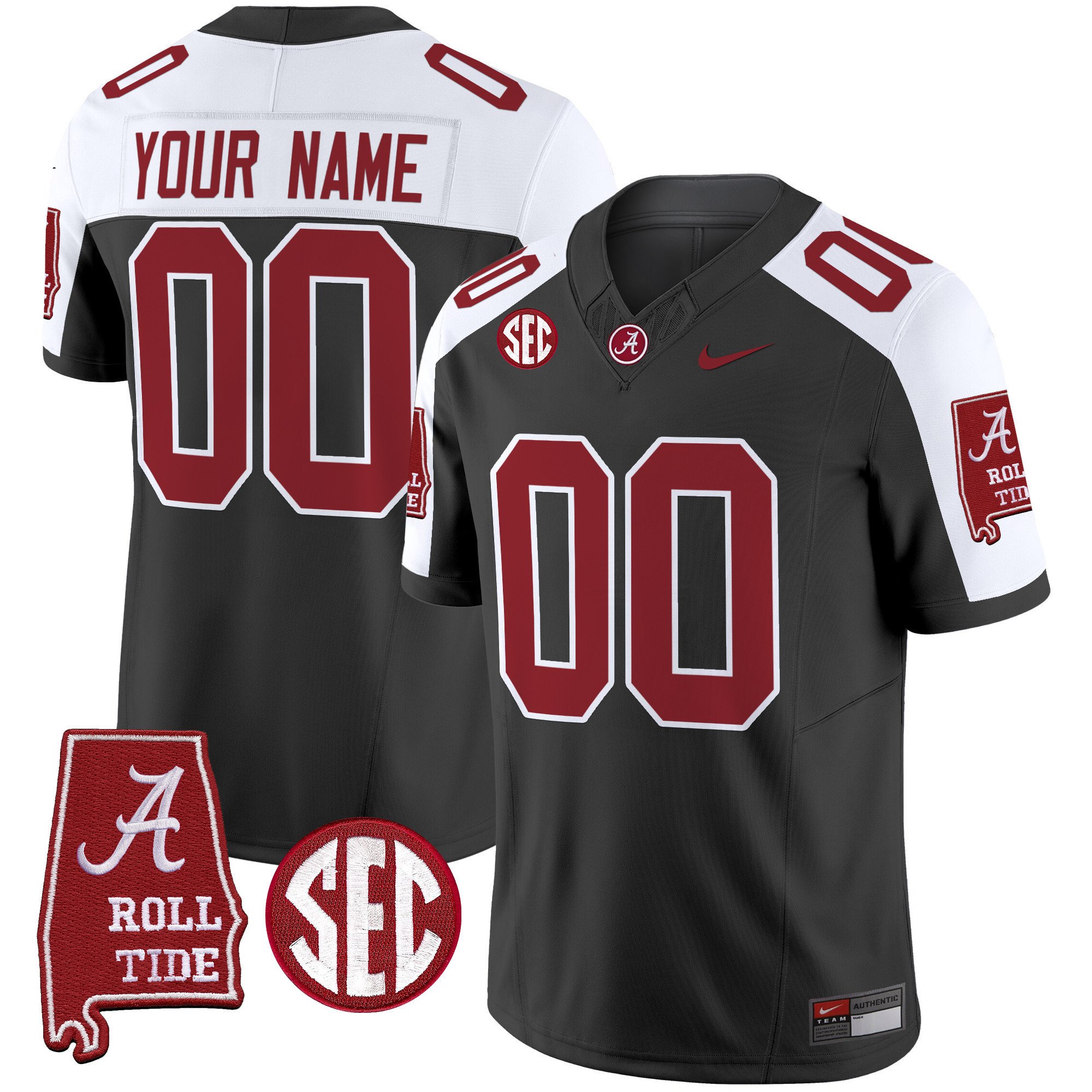 Alabama Crimson Tide Vapor Limited Custom Jersey V3 – Alabama Map – All Stitched