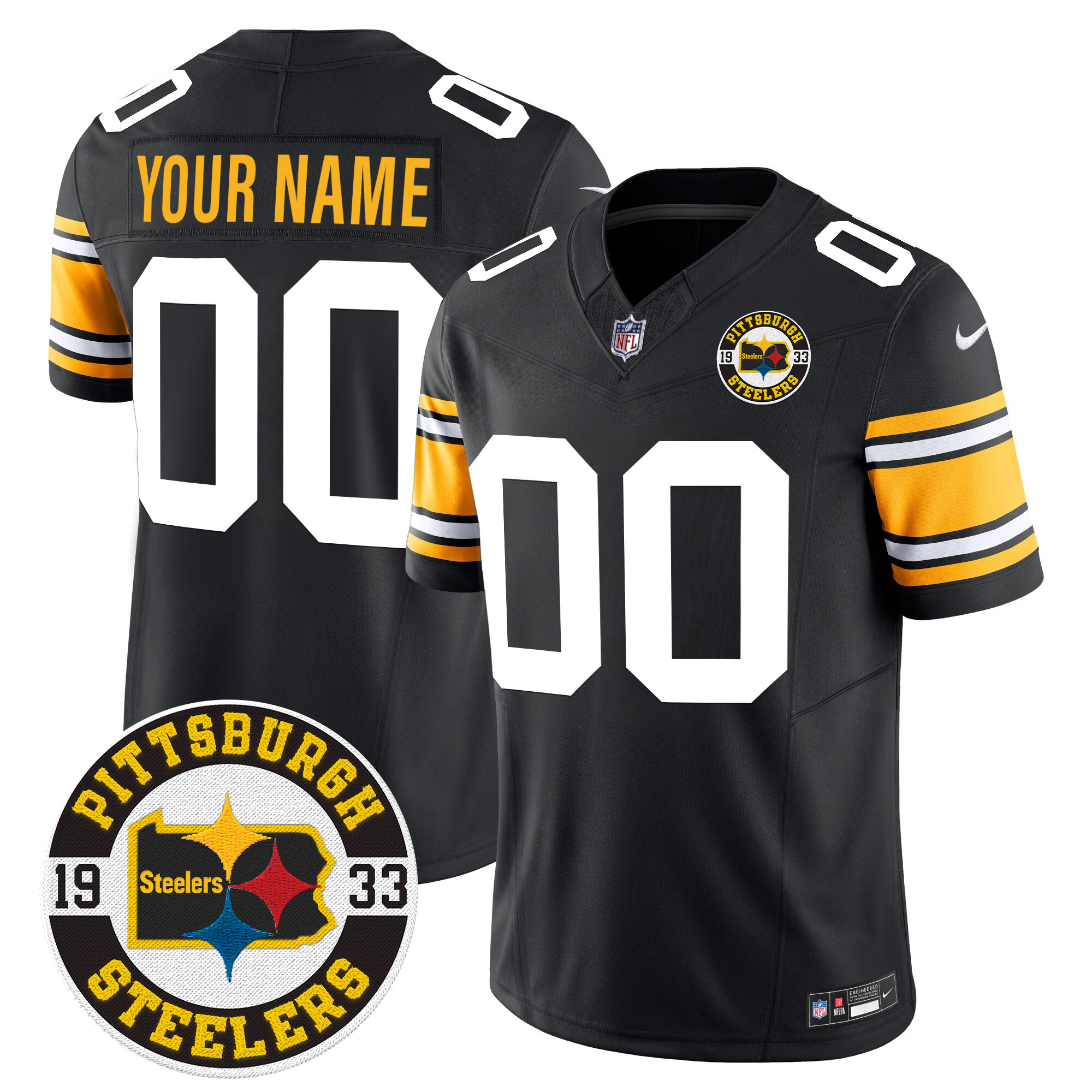 Pittsburgh Steelers 2024 Vapor Limited Custom Jersey – Est 1933 Patch – All Stitched