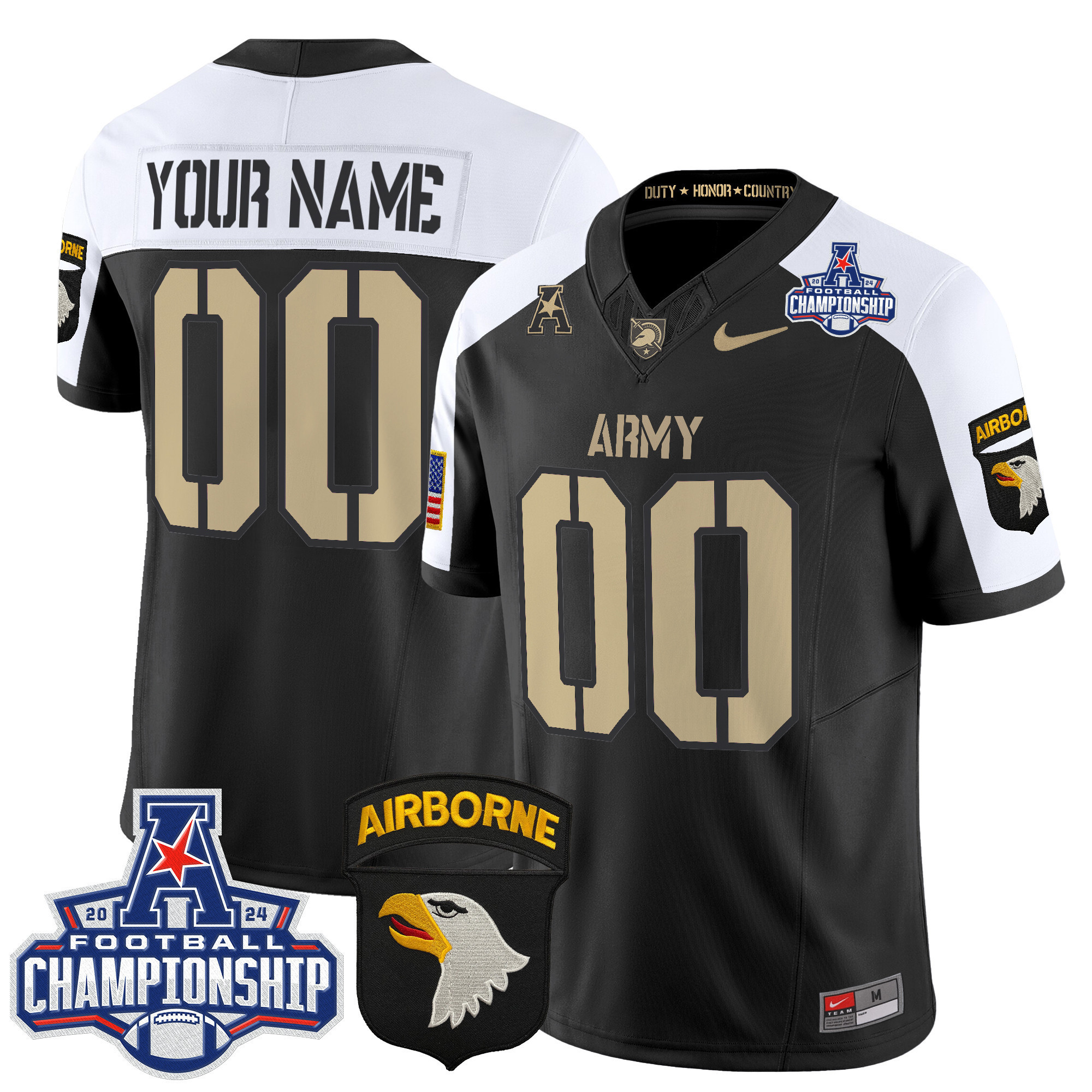 Army Black Knights 2024 AAC Championship Patch Vapor Limited Custom Jersey V3 – All Stitched