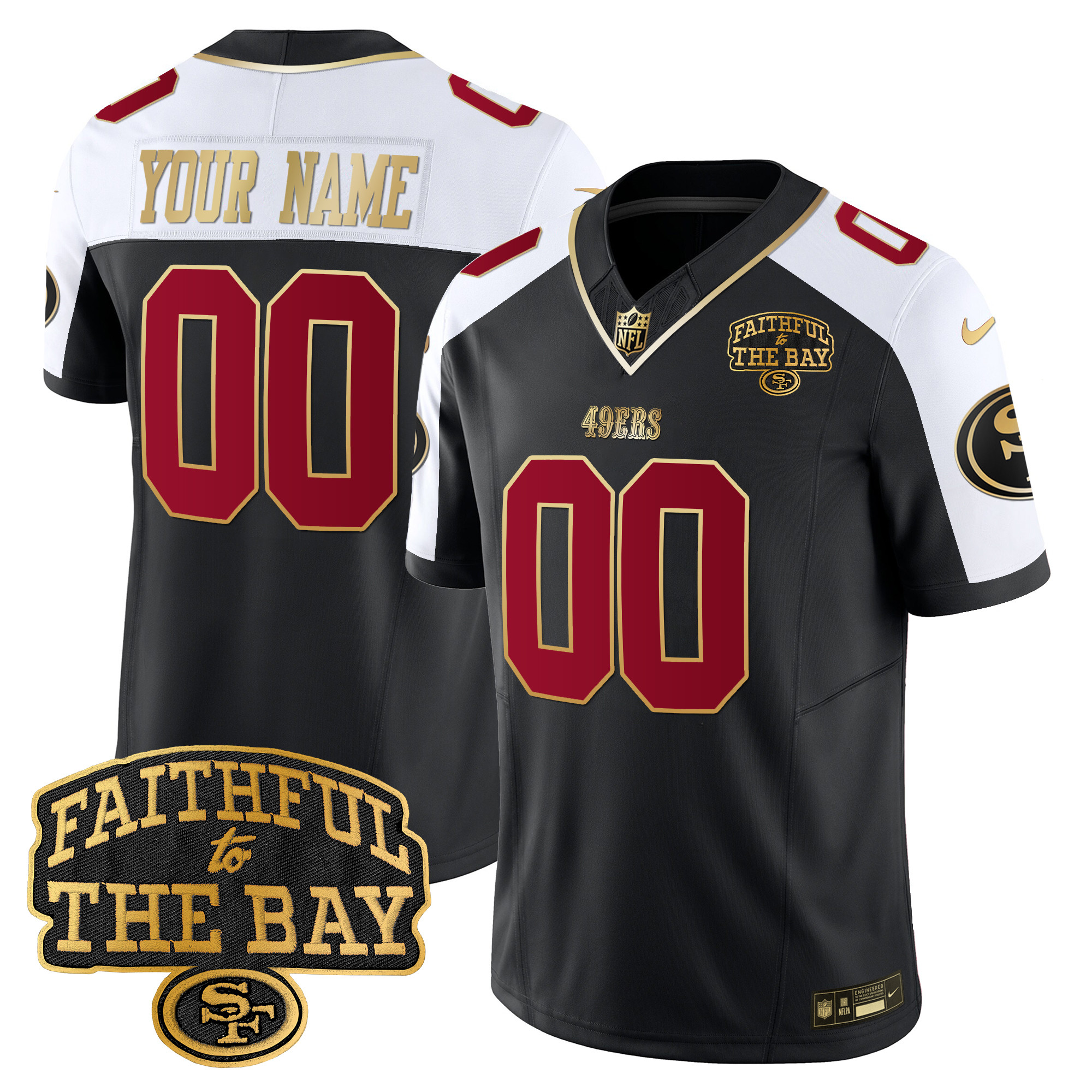 San Francisco 49ers Faithful To The Bay Patch Vapor Limited Custom Jersey V8 – All Stitched