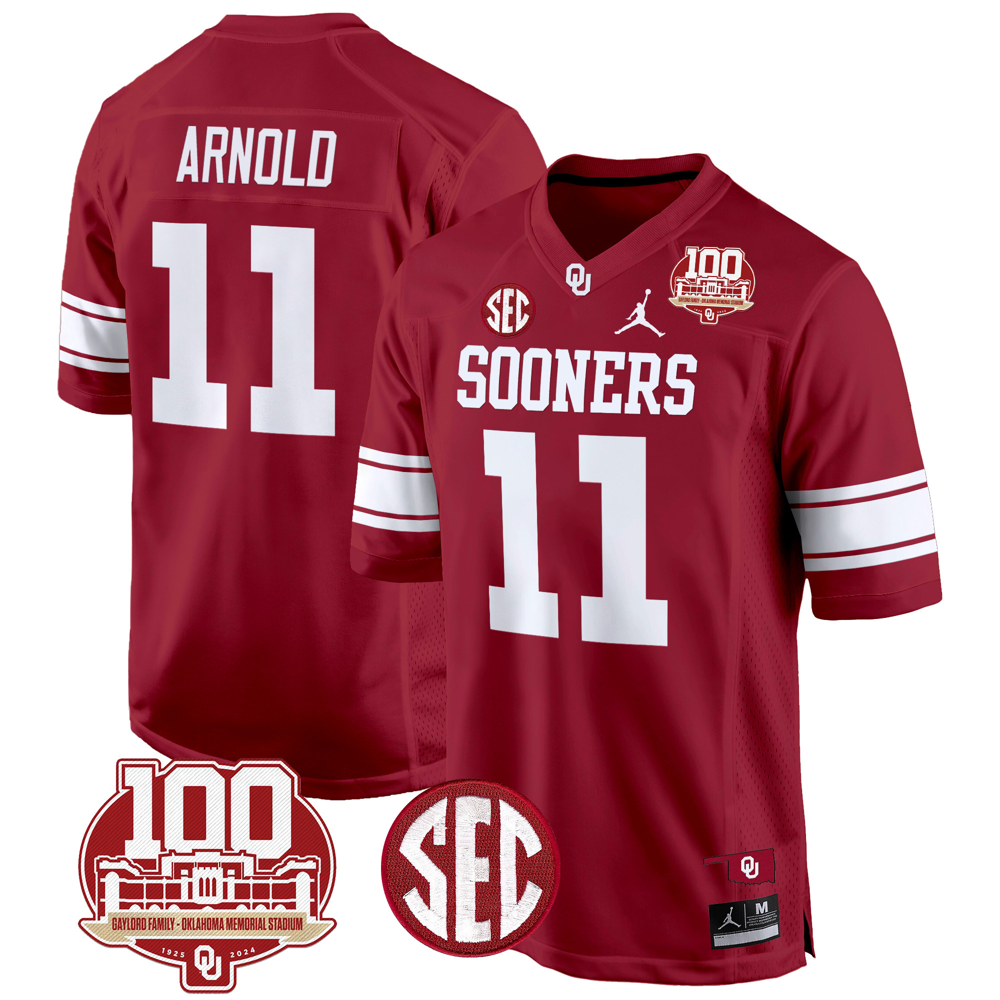 Men’s Oklahoma Sooners 100th Anniversary Patch Game Jersey – All Stitched