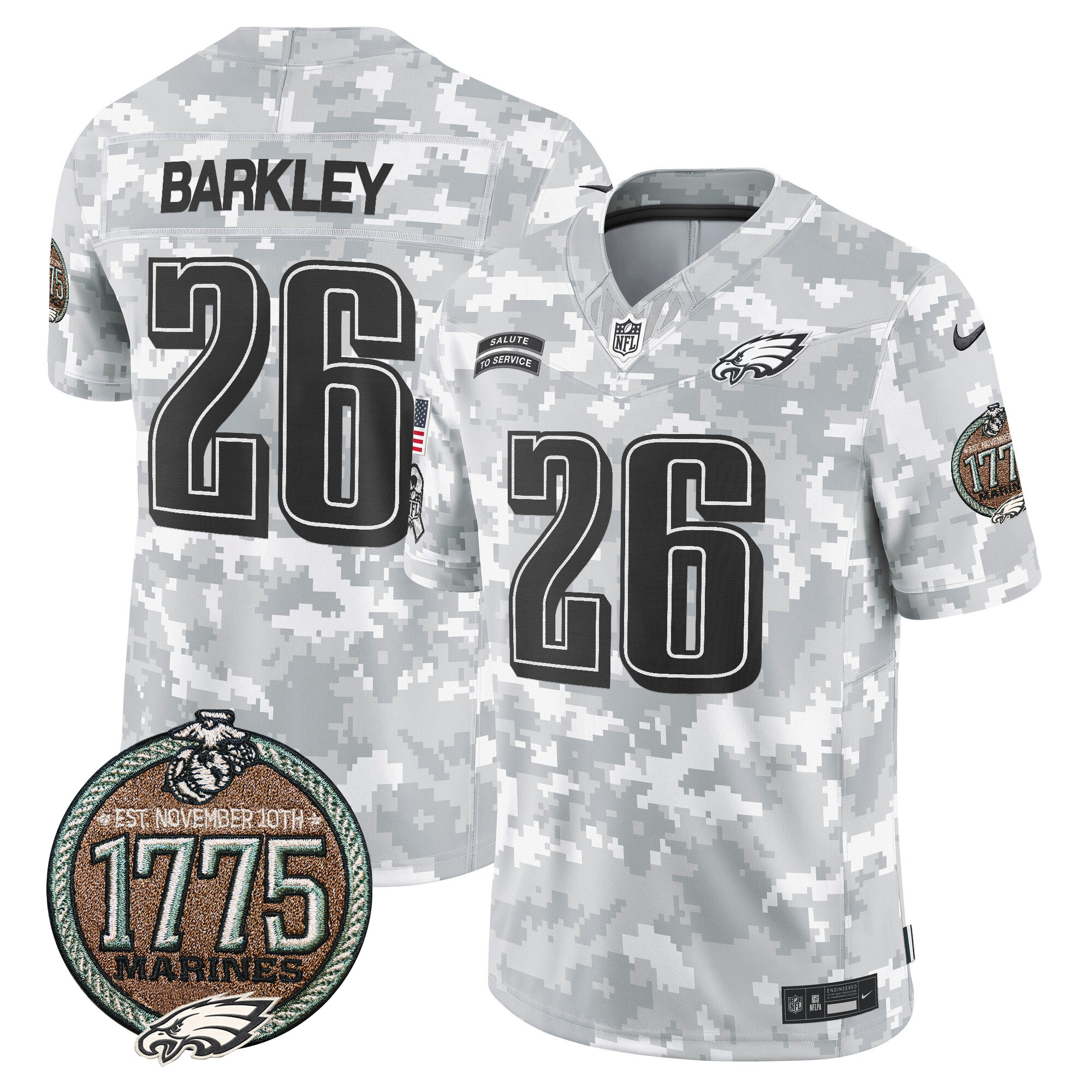 Men’s Philadelphia Eagles 2024 Salute to Service Establishment Year Patch Vapor Limited Jersey – All Stitched