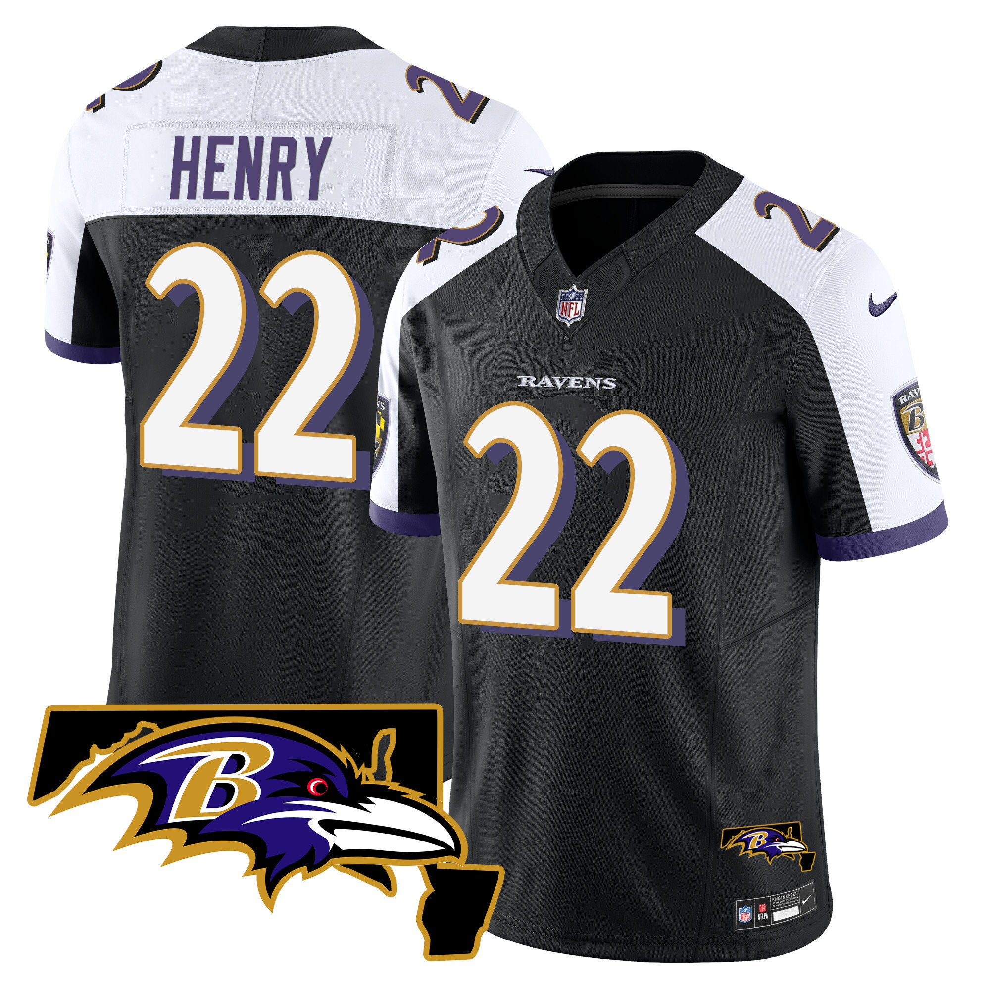 Men’s Baltimore Ravens Maryland Patch Vapor Limited Jersey – All Stitched