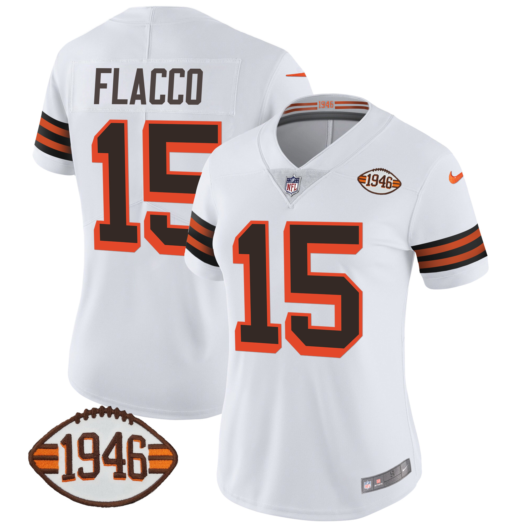Women’s Cleveland Browns 1946 75th Anniversary Patch Jersey – All Stitched