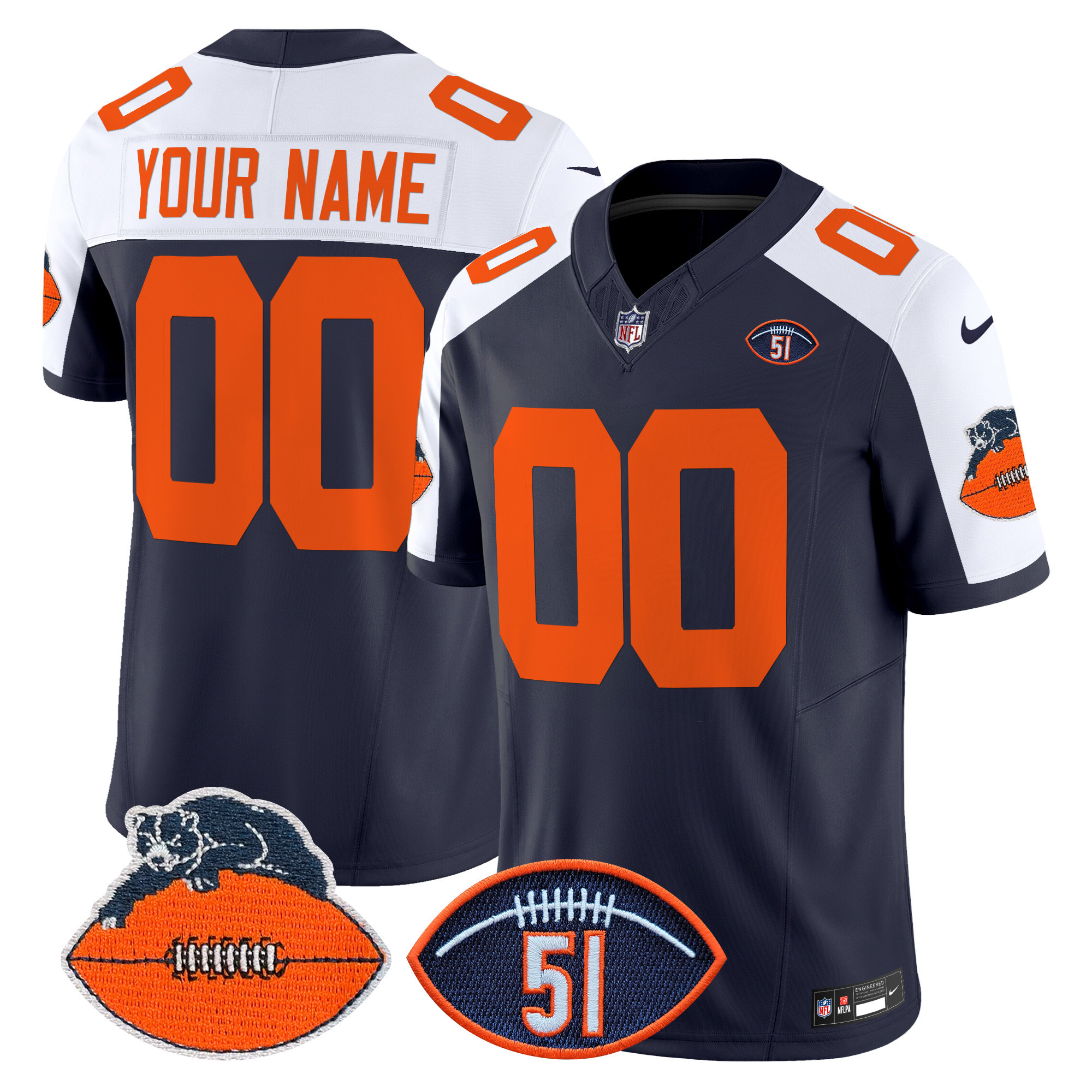Chicago Bears Dick Butkus Patch Throwback Vapor Limited Custom Jersey – All Stitched