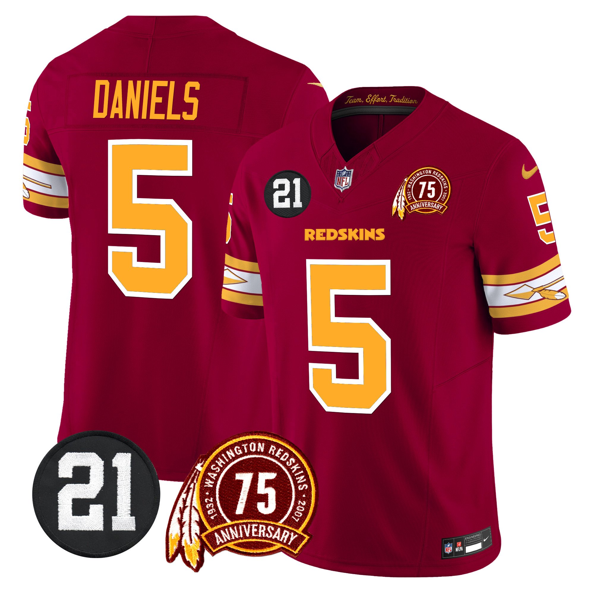 Men’s Washington Redskins 75th & Sean Taylor Patch Vapor Limited Jersey V2 – All Stitched