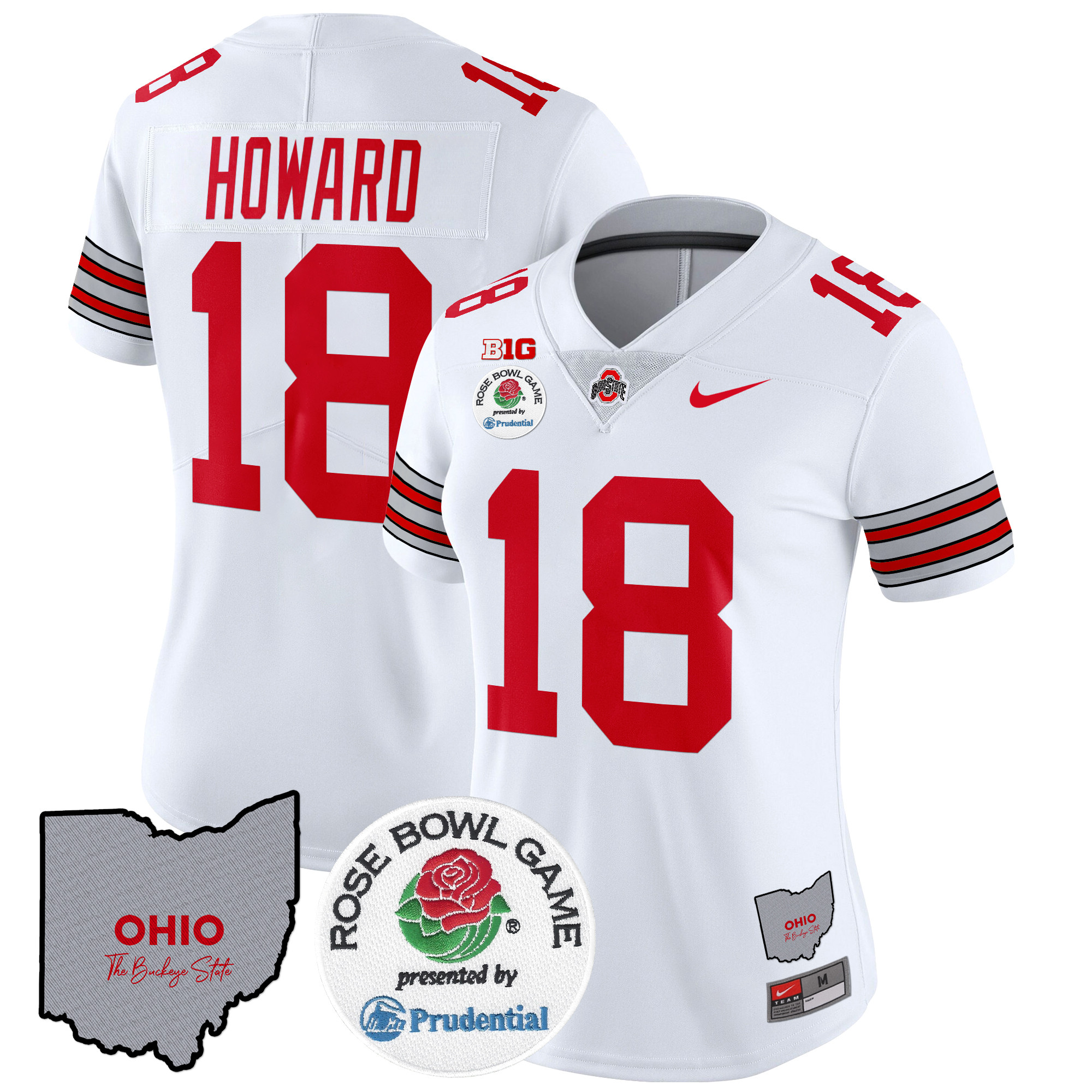 Women’s Ohio State Buckeyes ‘Heritage Stripe’ Rose Bowl Vapor Limited Jersey – All Stitched