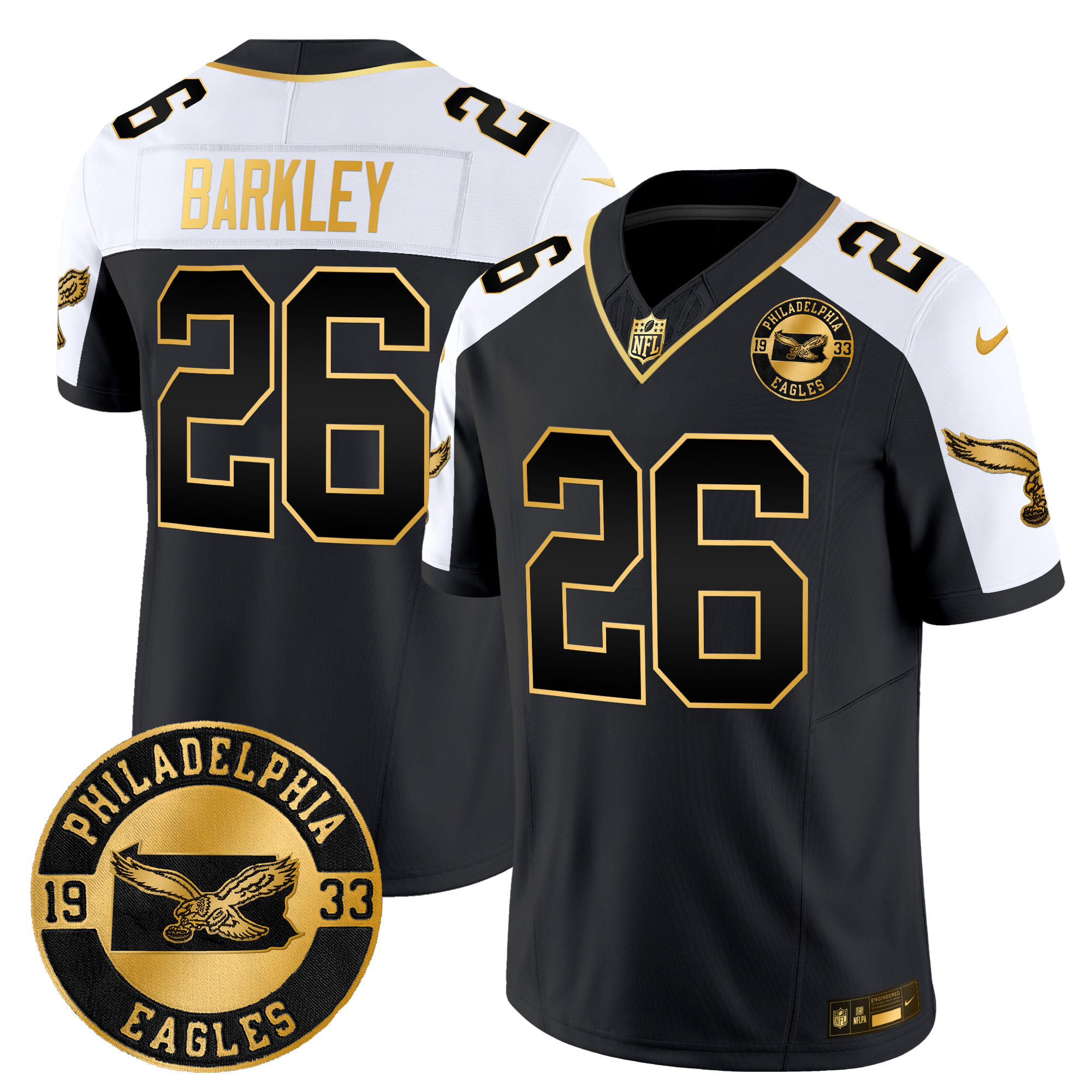 Men’s Philadelphia Eagles 2024 Throwback Gold Vapor Limited Jersey – Est. 1933 Patch – All Stitched
