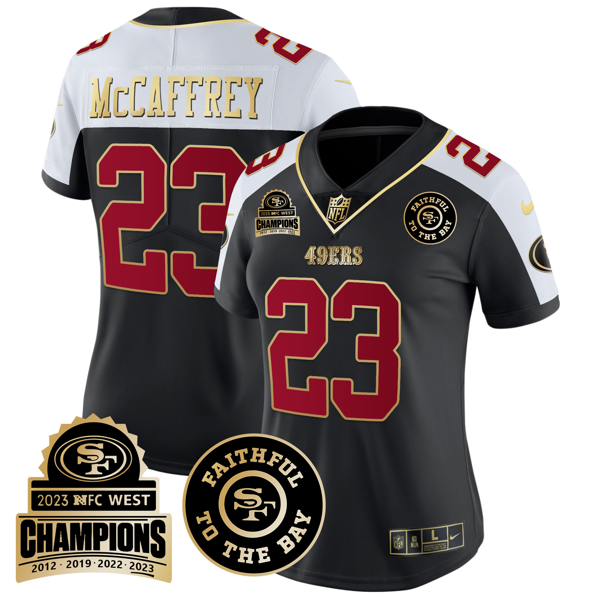 Women’s San Francisco 49ers 2023 NFC West Champions Patch Vapor Jersey V3 – All Stitched