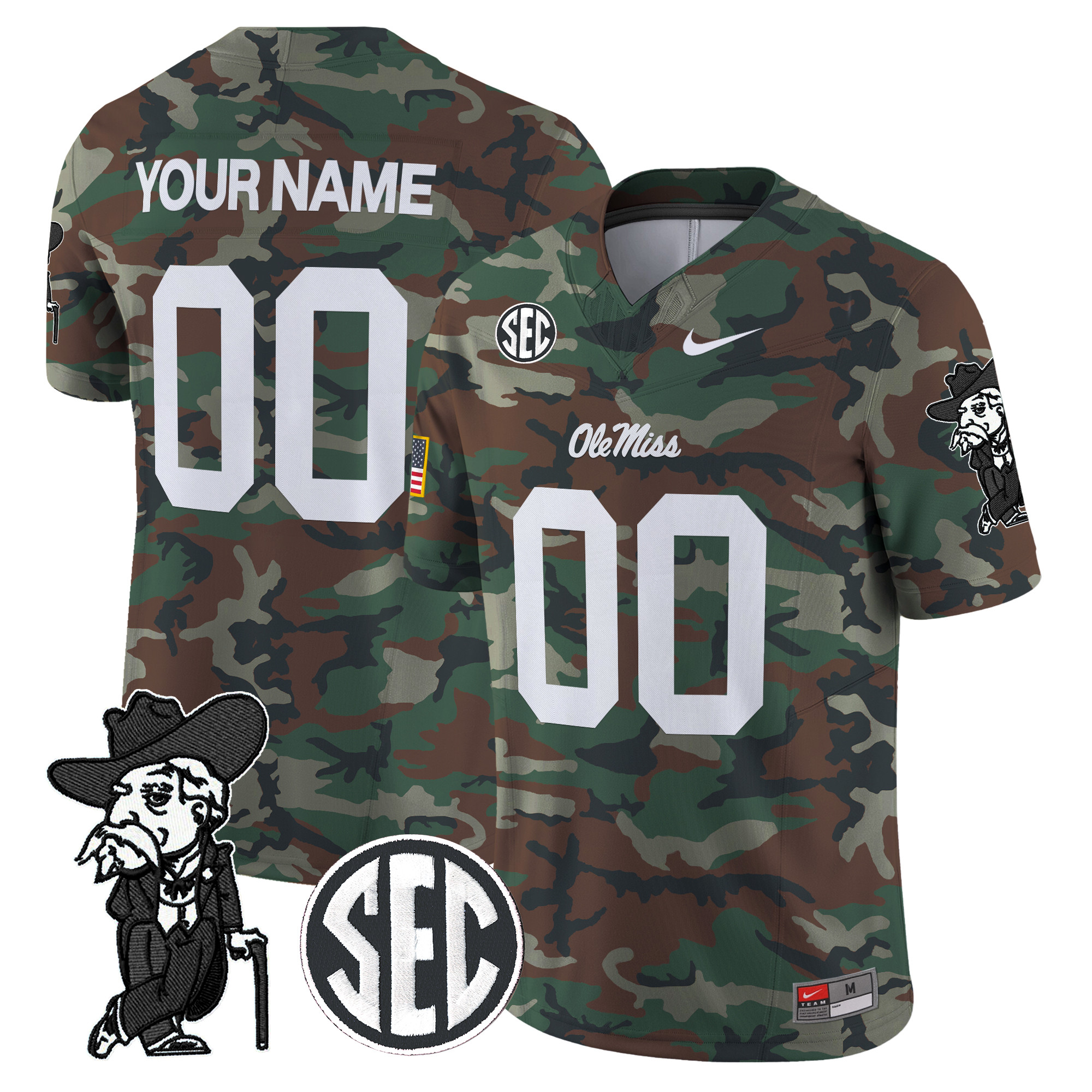 Ole Miss Rebels 2024 Military Vapor Limited Custom Jersey – All Stitched