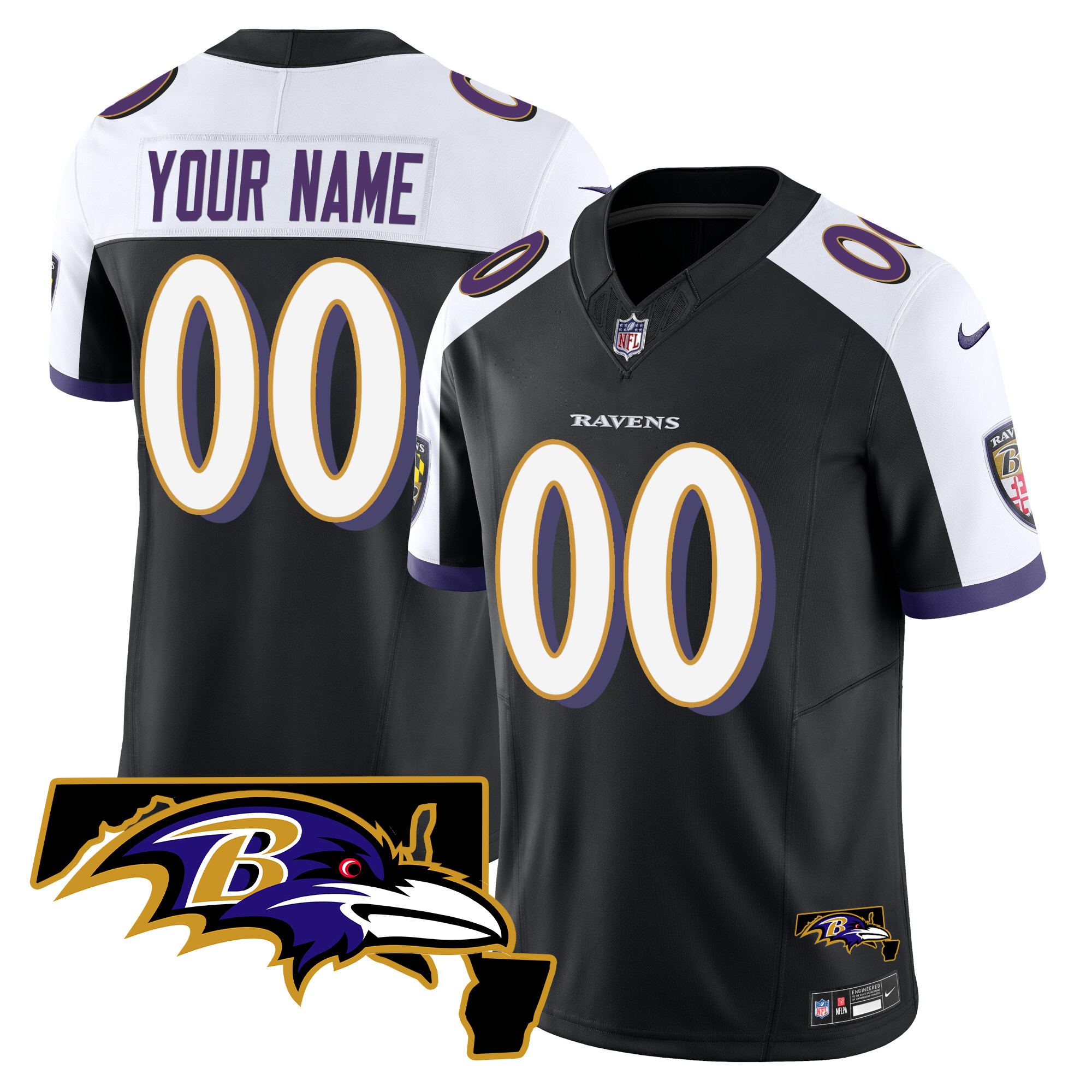 Baltimore Ravens Maryland Patch Vapor Limited Custom Jersey – All Stitched