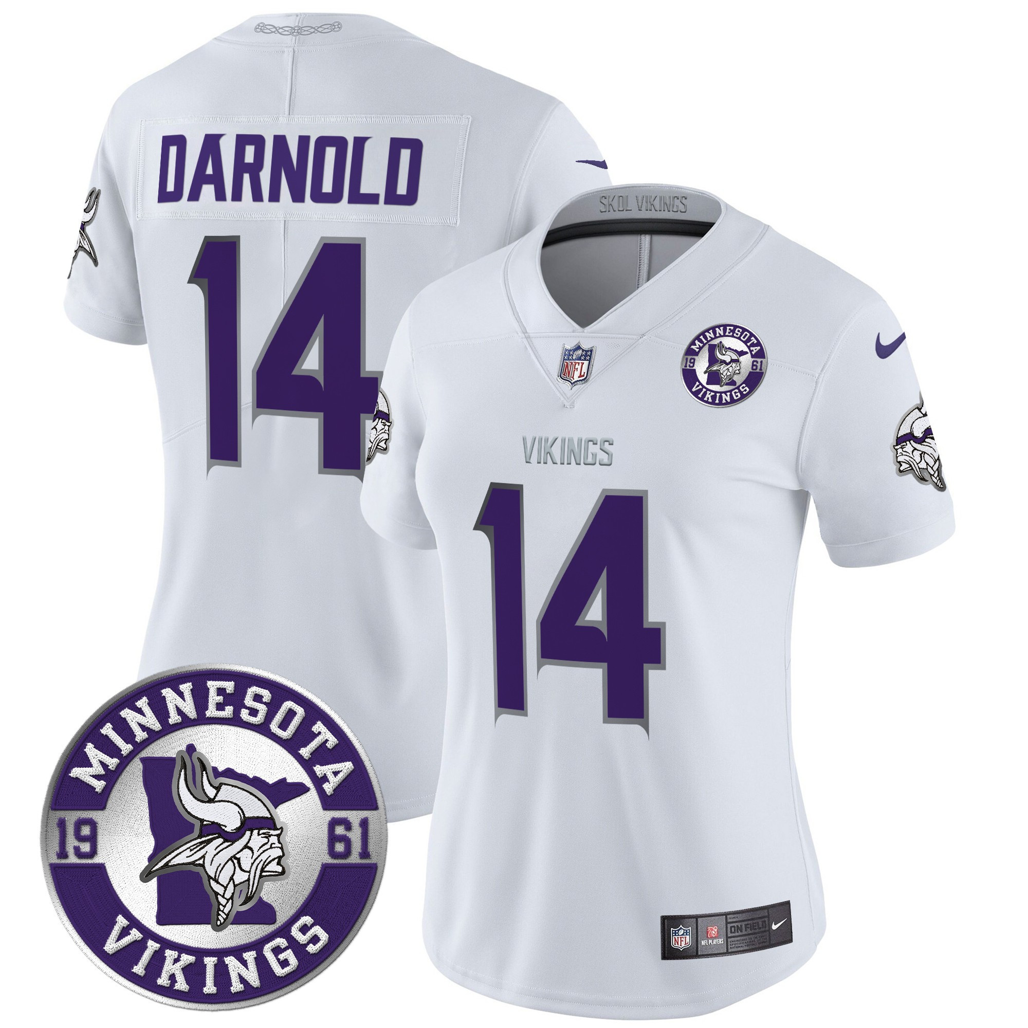 Women’s Minnesota Vikings 2024 Vapor Limited Jersey – Est. 1961 Patch – All Stitched