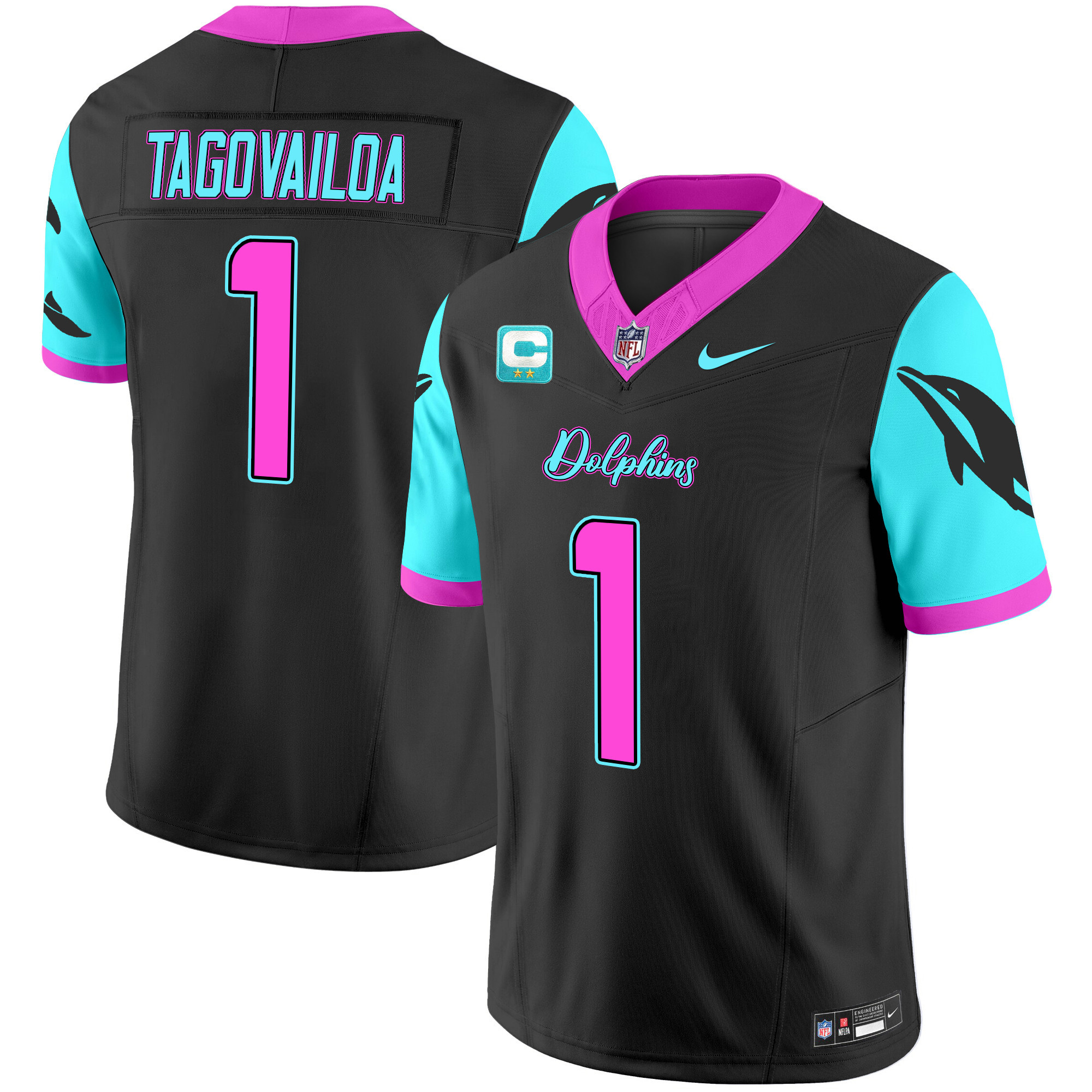 Men’s Miami Dolphins “Miami Vice” Vapor Limited Jersey – All Stitched