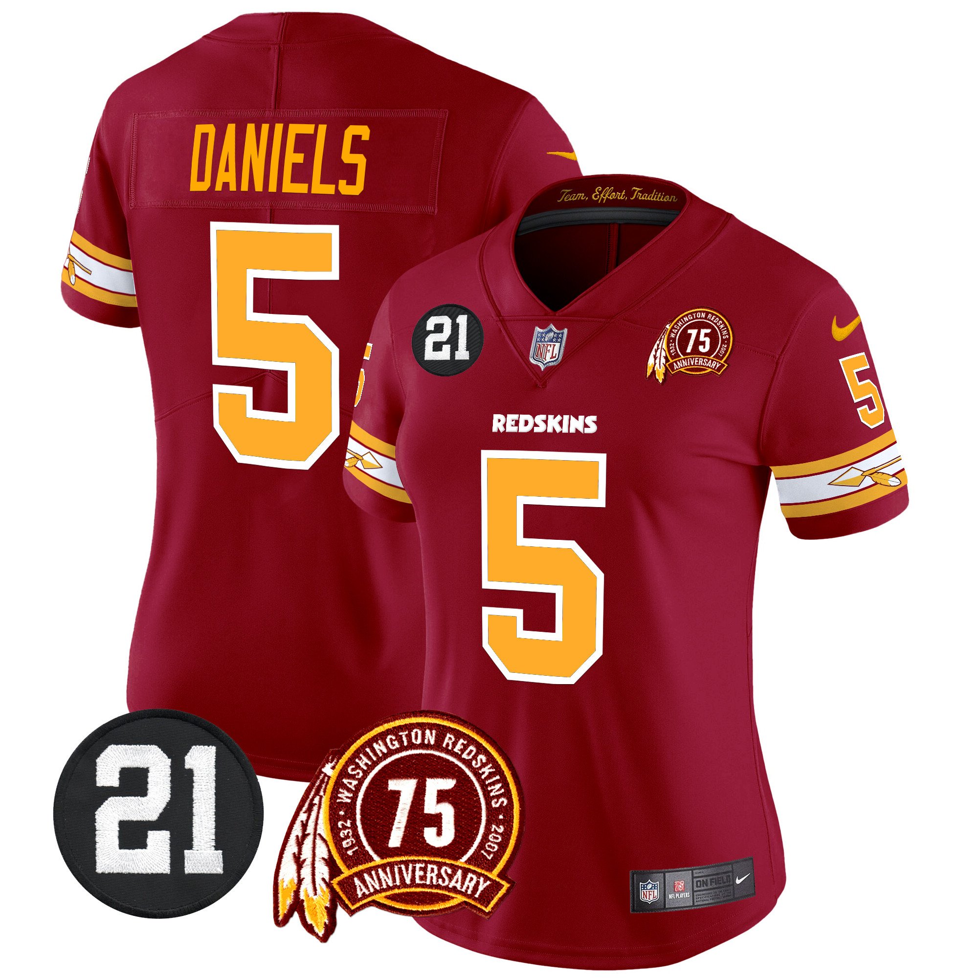 Women’s Washington Redskins 75th & Sean Taylor Patch Vapor Limited Jersey V2 – All Stitched