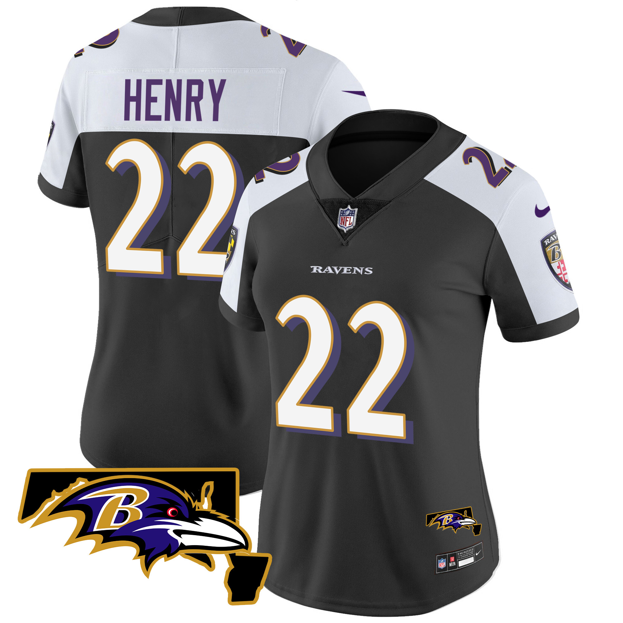 Women’s Baltimore Ravens Maryland Patch Vapor Limited Jersey – All Stitched