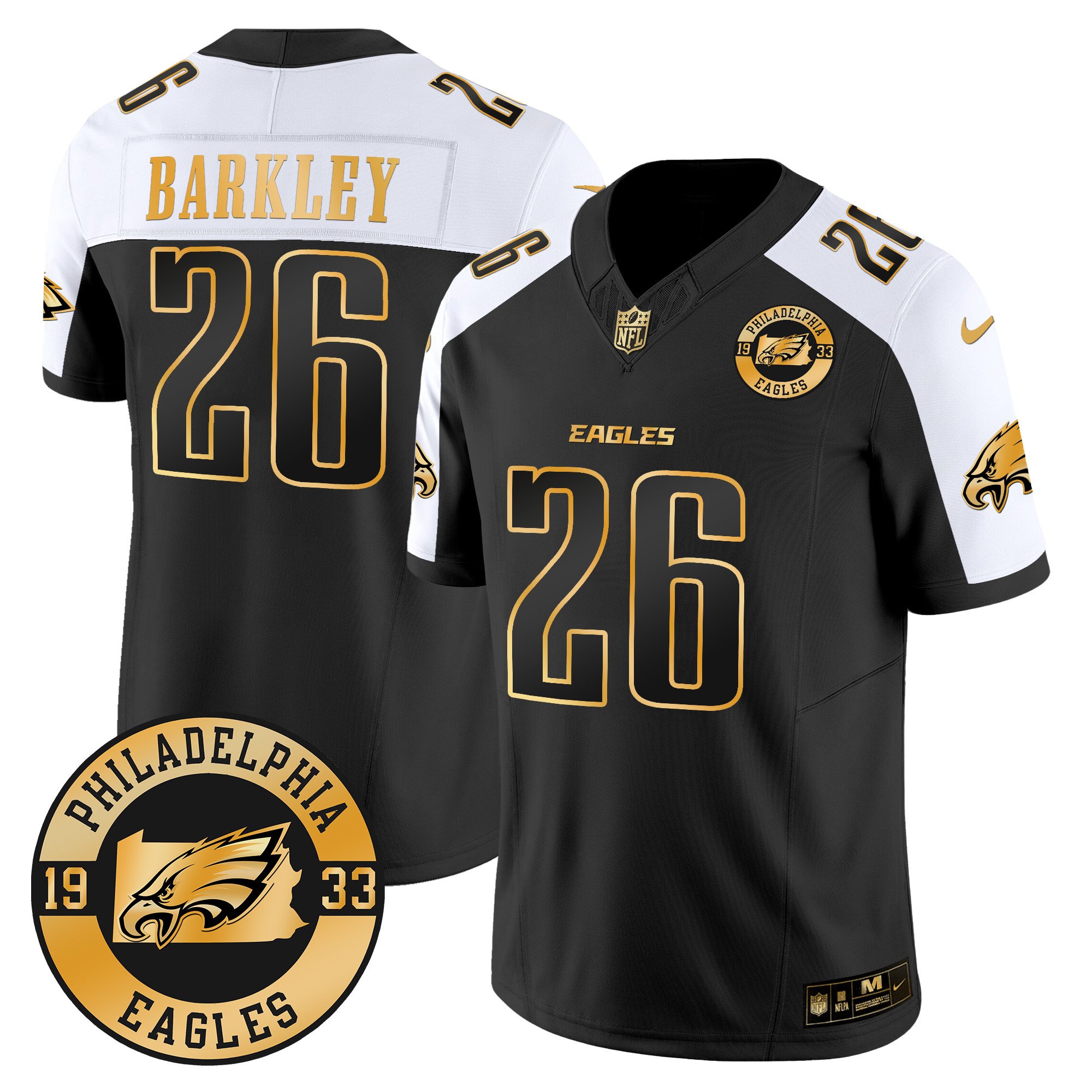 Men’s Philadelphia Eagles 2024 Gold Vapor Limited Jersey – Est. 1933 Patch – All Stitched