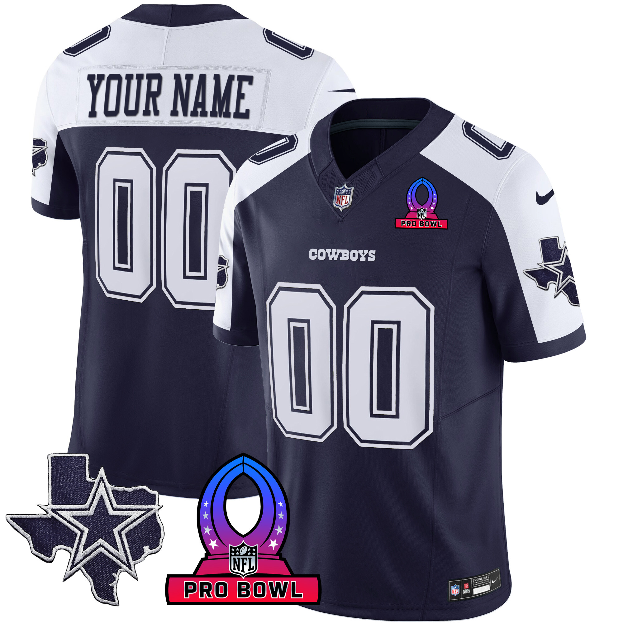 Dallas Cowboys 2024 Pro Bowl Patch Vapor Jersey – All Stitched