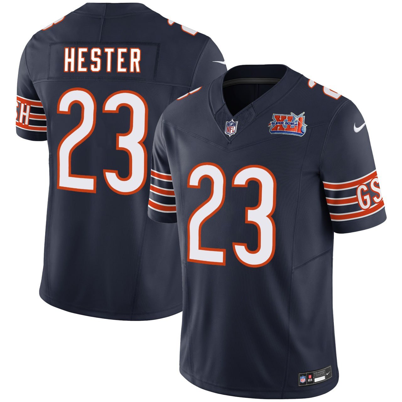 Devin Hester Chicago Bears GSH Navy Super Bowl Patch Jersey – All Stitched