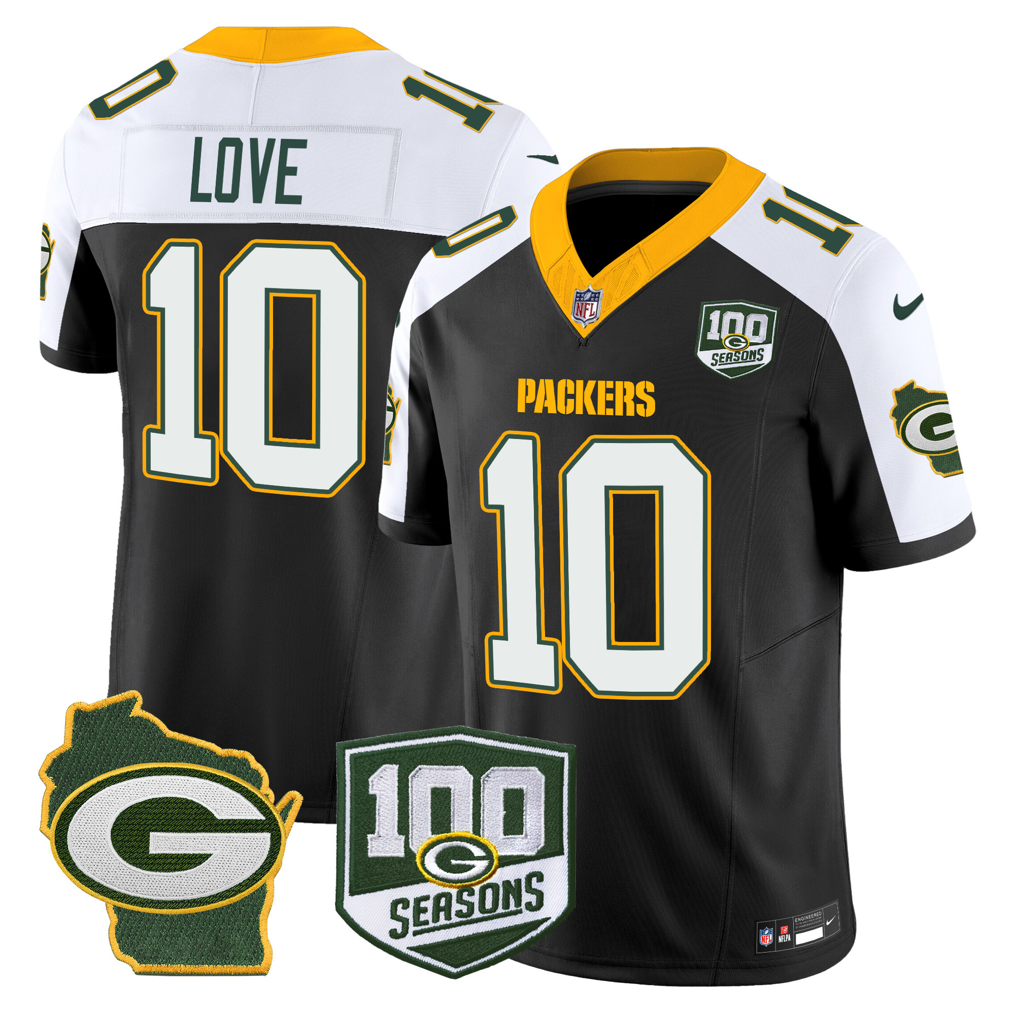 Men’s Packers 100th Season & Home Patch Vapor Limited Jersey – All Stitched
