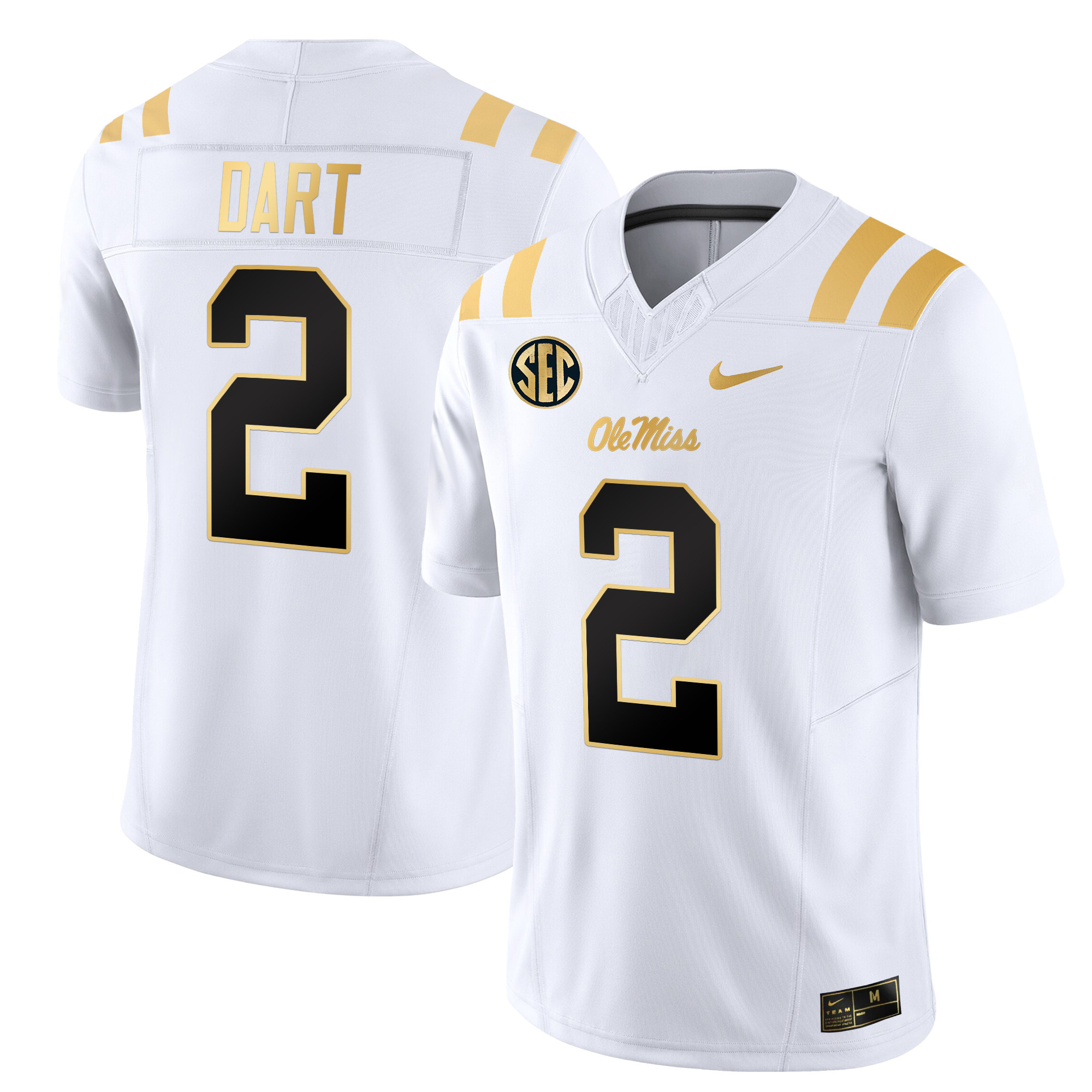 Men’s Ole Miss Rebels 2024 Gold Vapor Limited Jersey – All Stitched