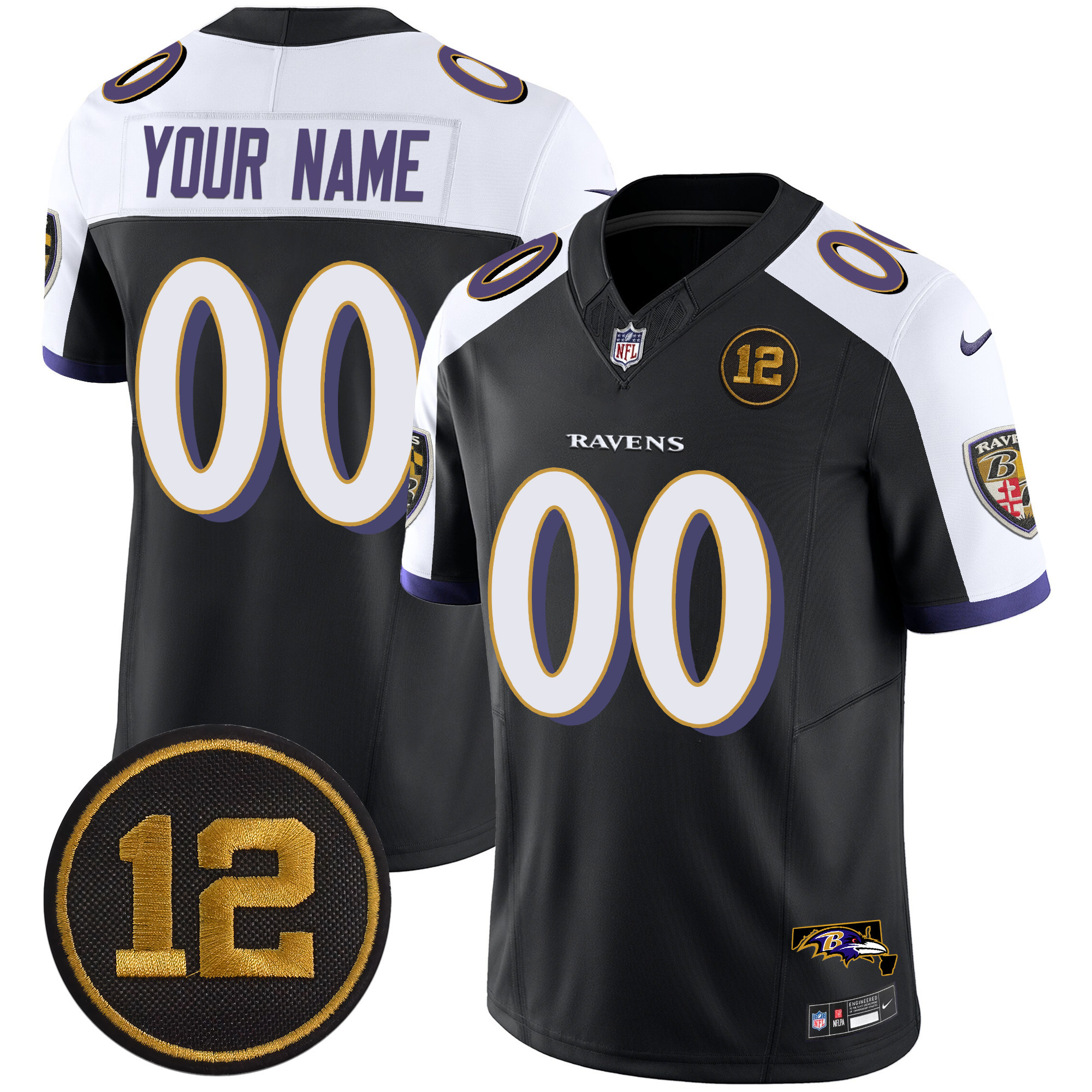 Baltimore Ravens Jacoby Jones Patch Vapor Limited Custom Jersey – All Stitched
