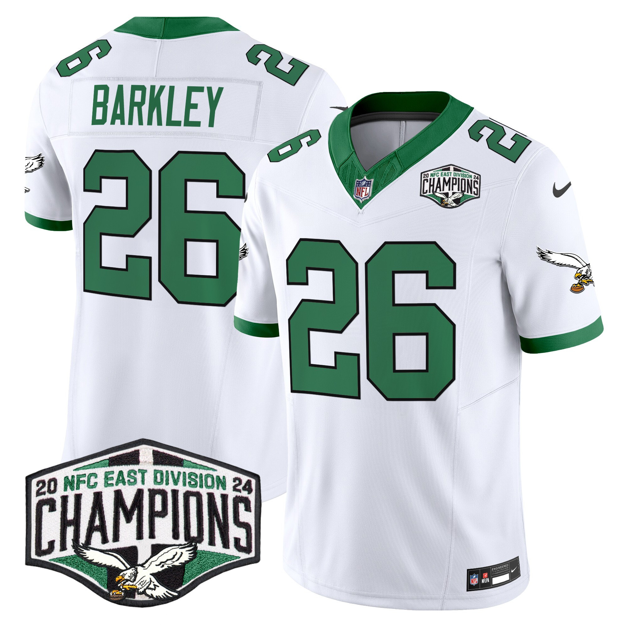 Men’s Philadelphia Eagles Kelly Green 2024 NFC East Division Champions Vapor Limited Jersey – All Stitched