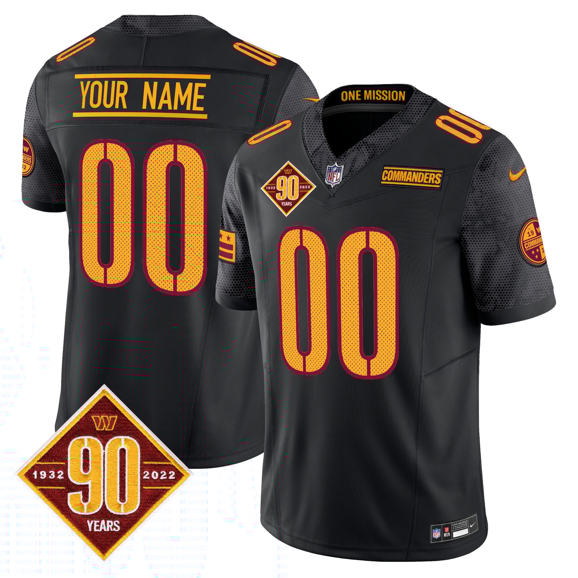 Washington Commanders 90th Anniversary Vapor Limited Custom Jersey V4 – All Stitched