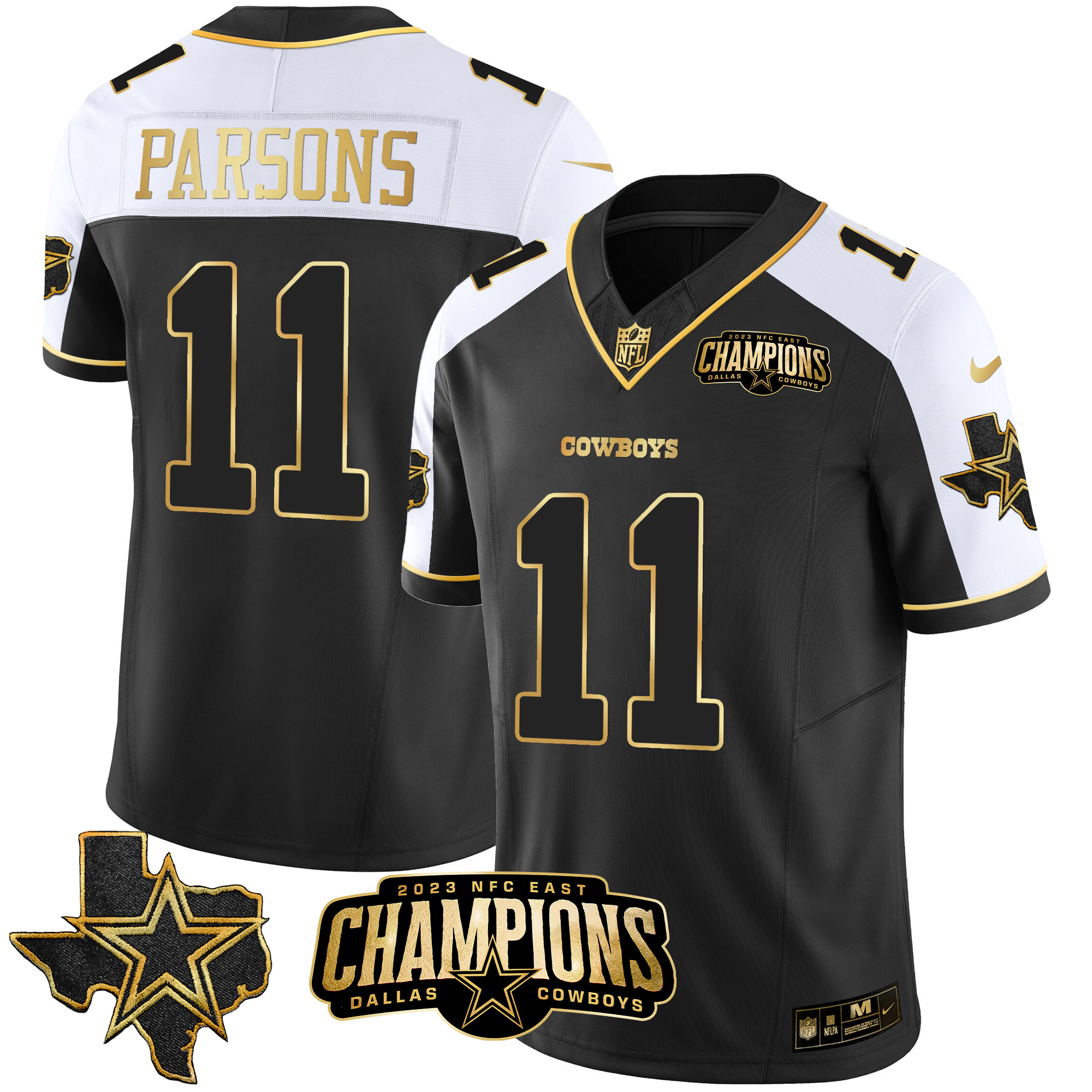 Men’s Dallas Cowboys 2023 NFC East Champions Patch Gold Vapor Jersey – All Stitched