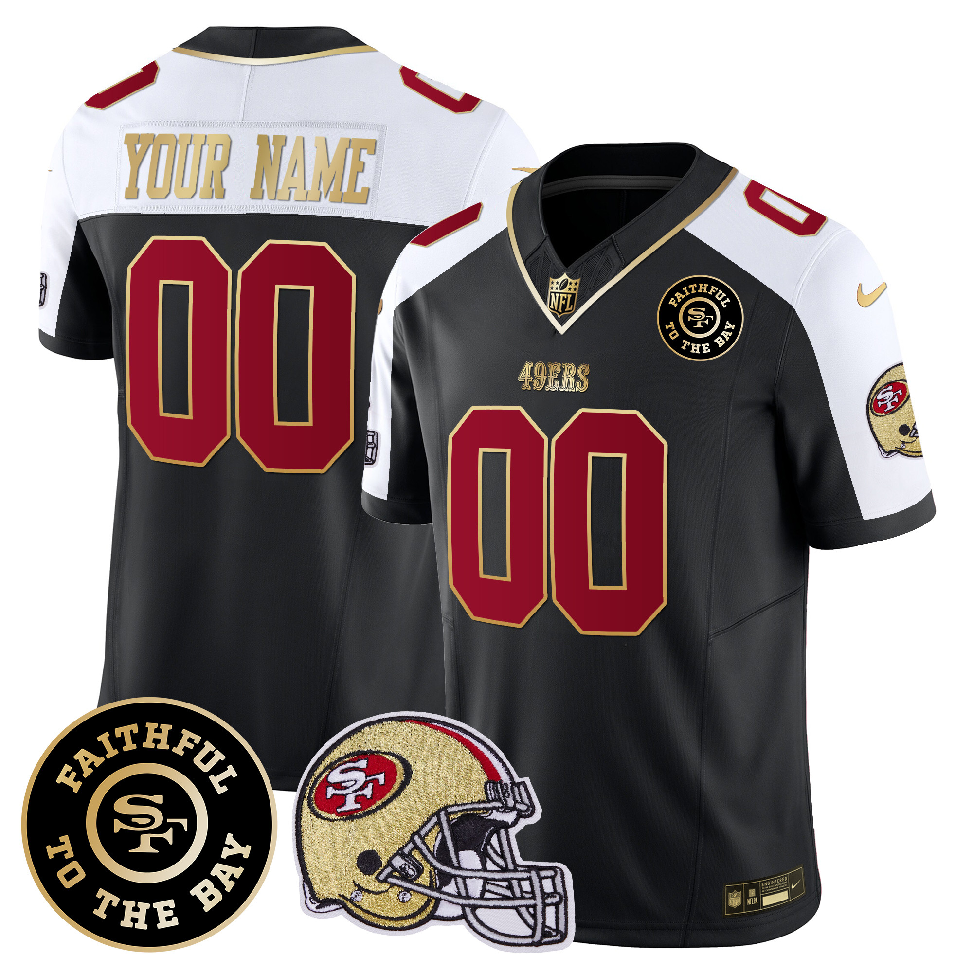 San Francisco 49ers Faithful To The Bay Patch Vapor Custom Jersey V5 – All Stitched