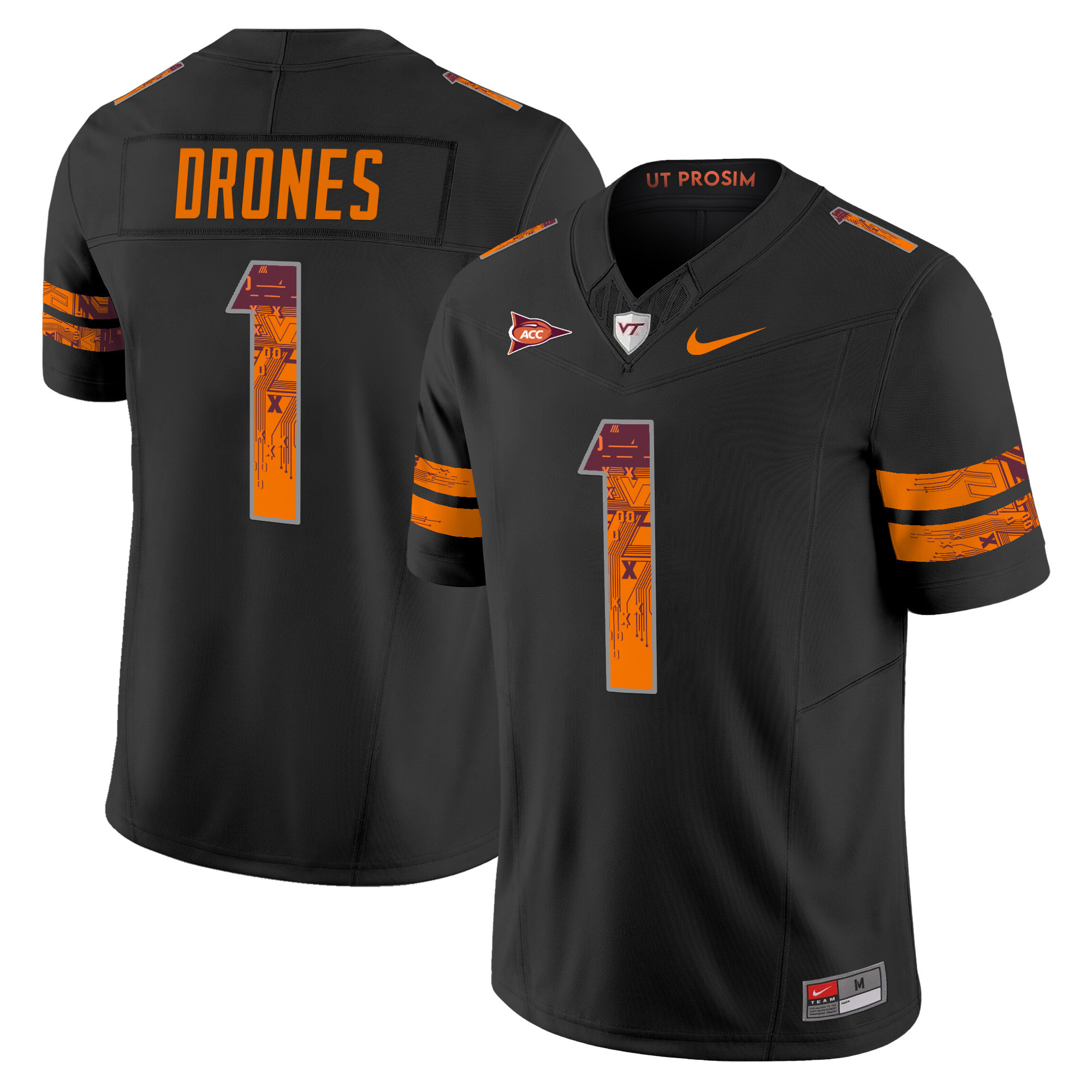 Virginia Tech Hokies Pro Combat Vapor Limited Jersey – All Stitched