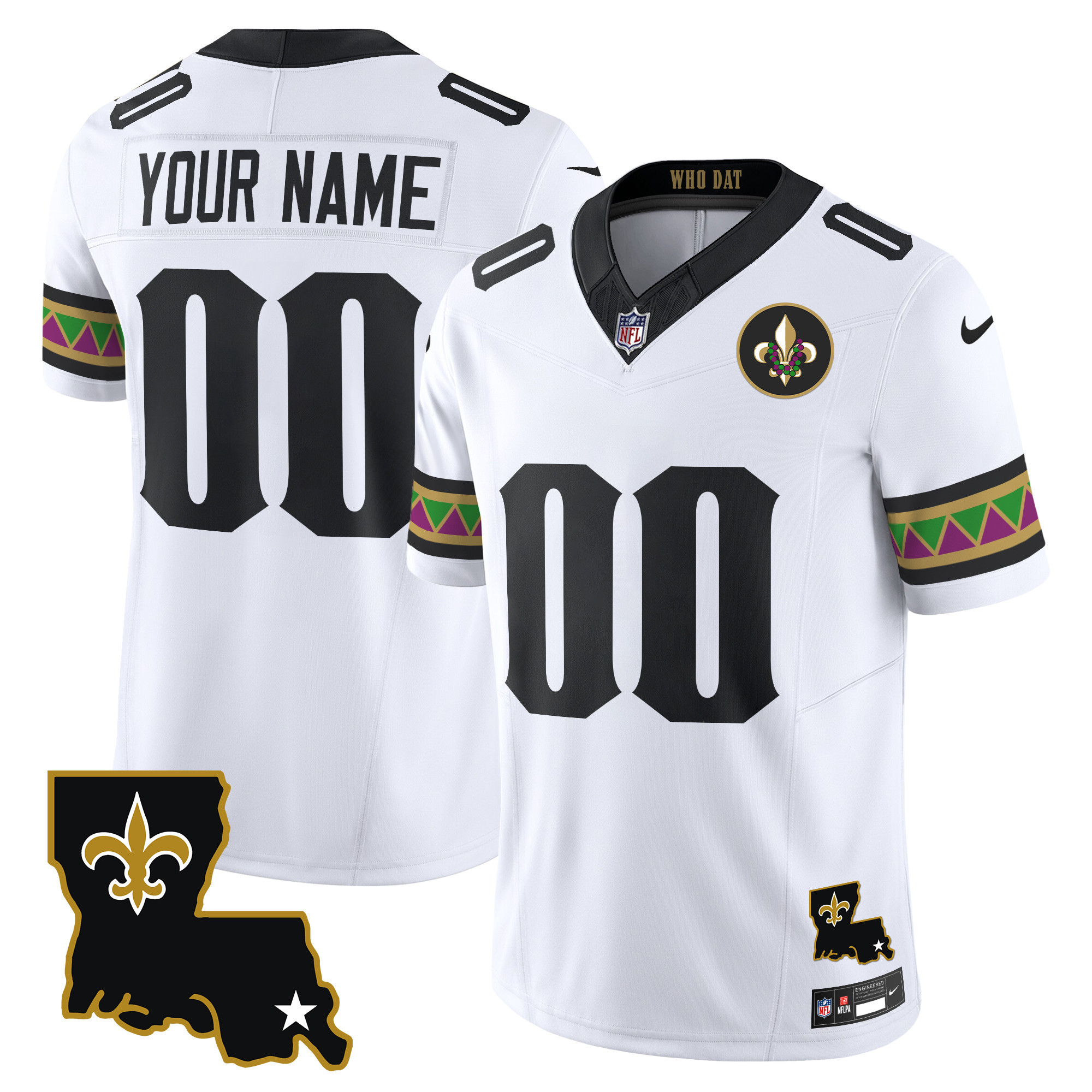 New Orleans Saints Mardi Gras Vapor Limited Custom Jersey – All Stitched