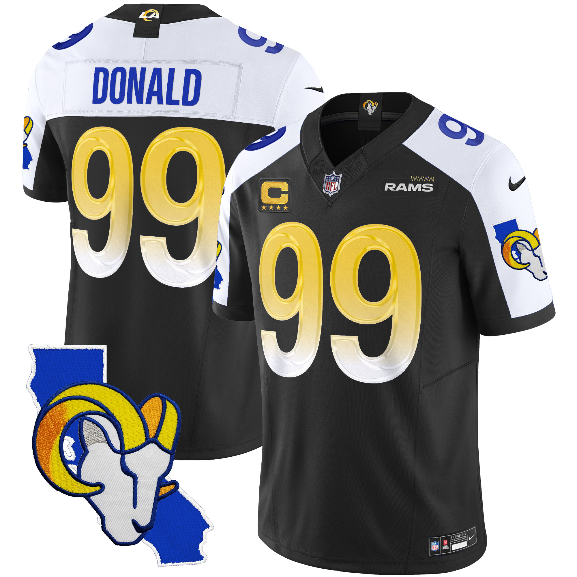 Men’s Los Angeles Rams California Patch Vapor Limited Jersey – All Stitched