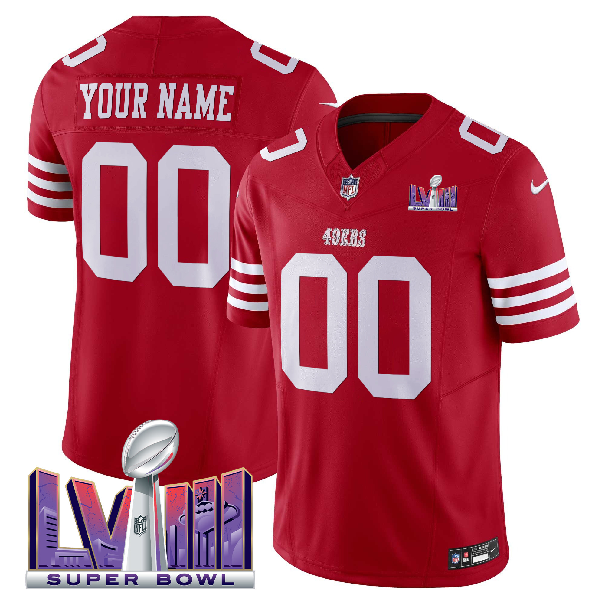 San Francisco 49ers Super Bowl LVIII Patch Vapor Limited Custom Jersey – All Stitched