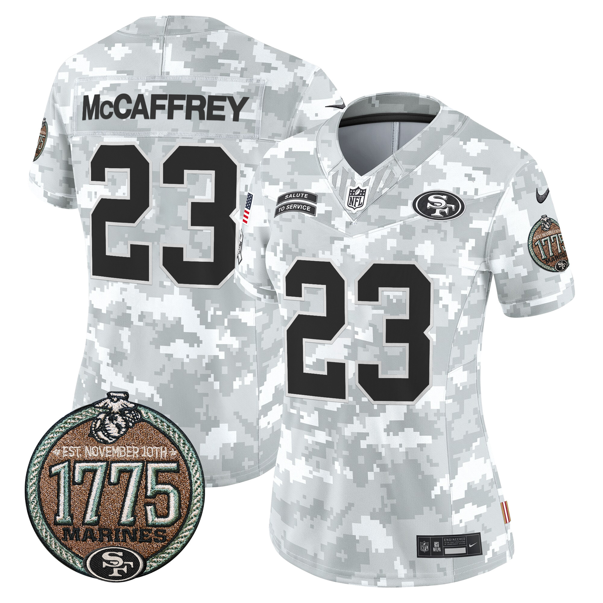 Women’s San Francisco 49ers 2024 Salute to Service Establishment Year Patch Vapor Limited Jersey – All Stitched