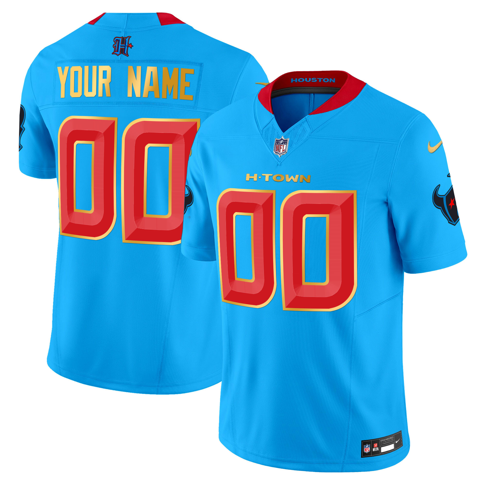 Houston Texans 2024 Gold Trim Vapor Limited Custom Jersey – All Stitched