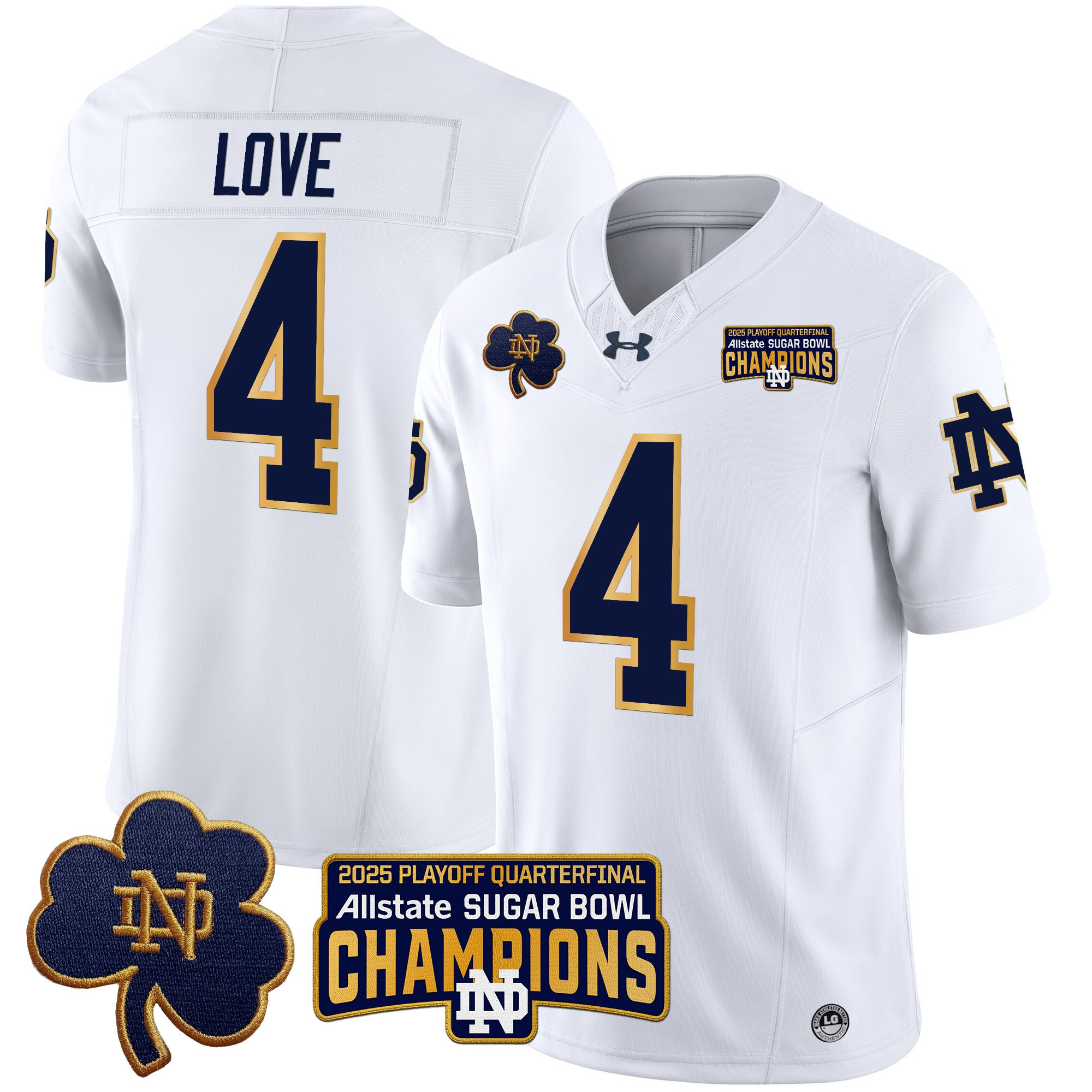 Men’s Notre Dame Fighting Irish Playoff 2025 Sugar Bowl Champions Patch Vapor Limited Jersey – All Stitched