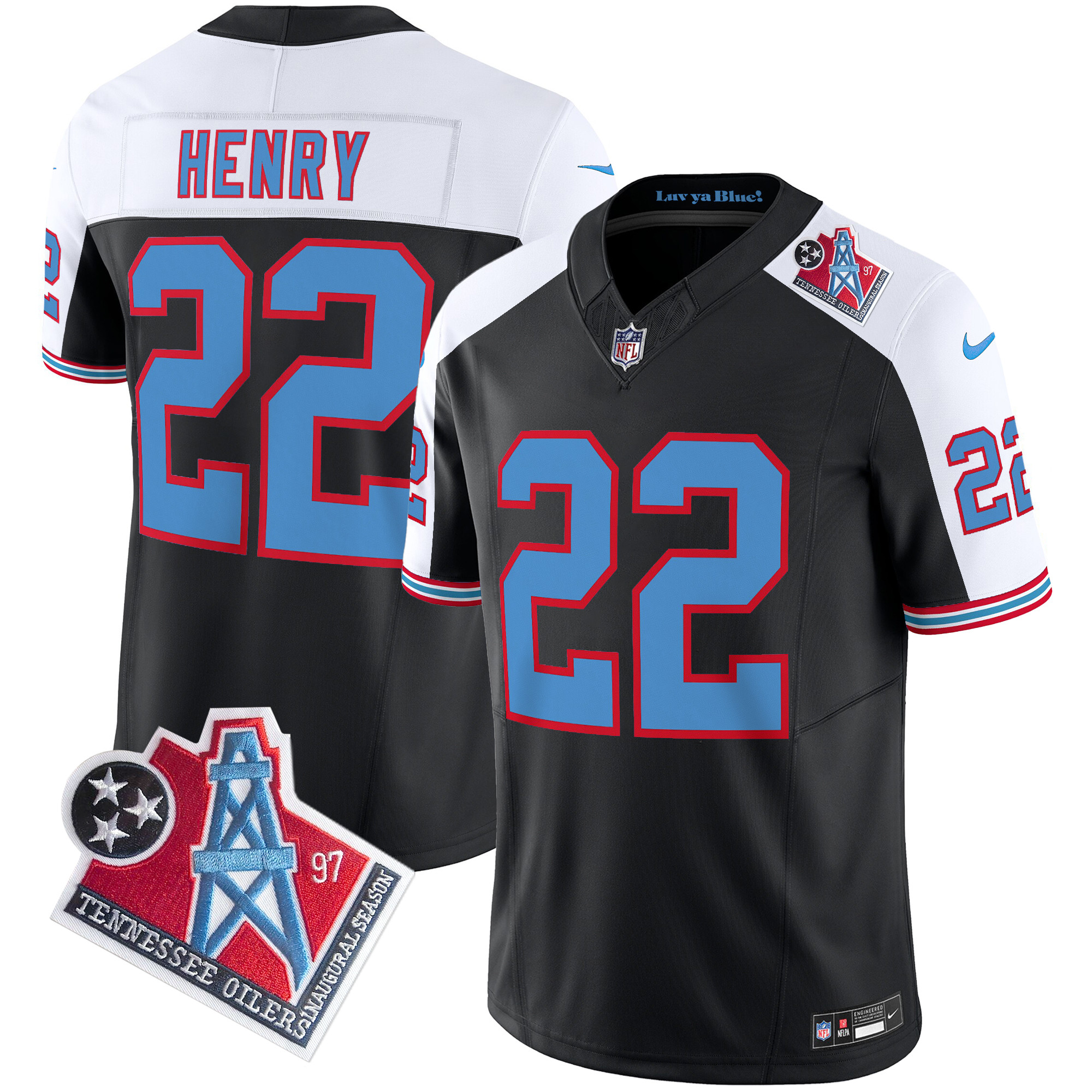 Men’s Tennessee Titans 1997 Throwback Limited Vapor Jersey V2 – All Stitched