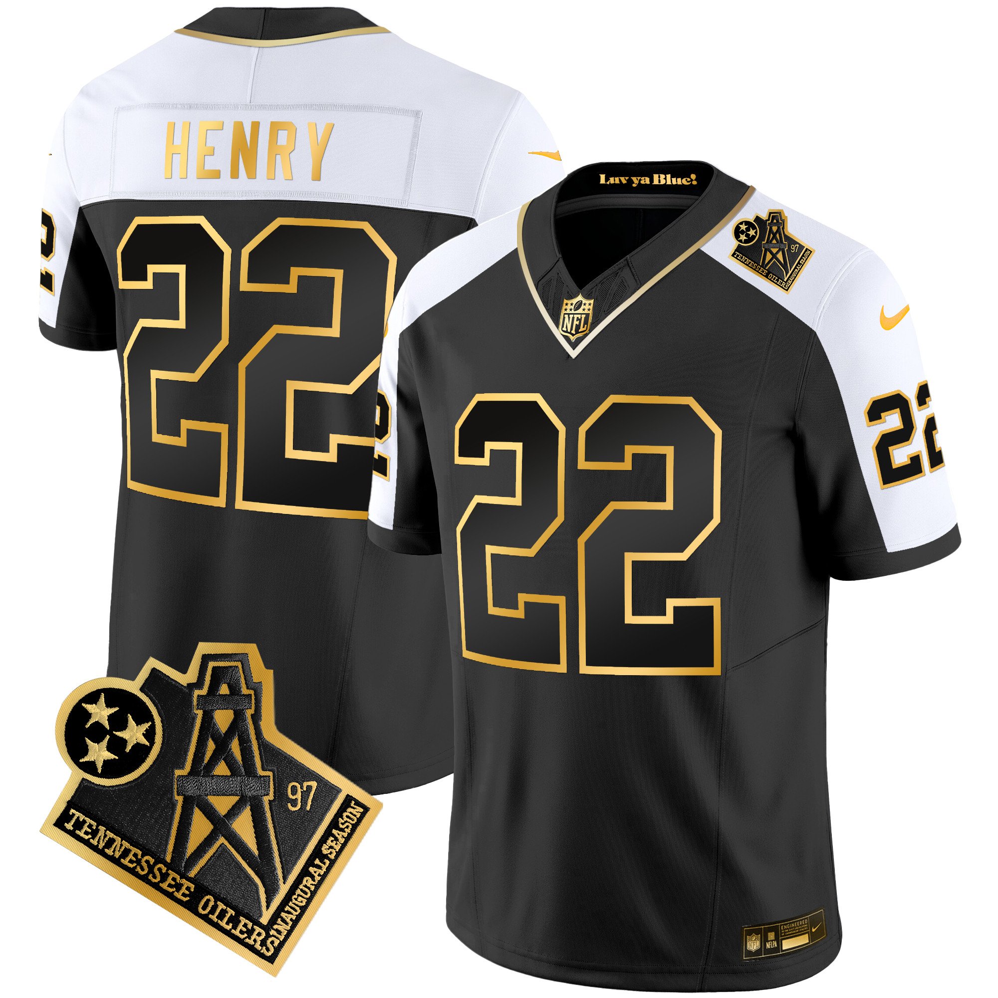 Men’s Tennessee Titans 1997 Throwback Gold Vapor Jersey – All Stitched