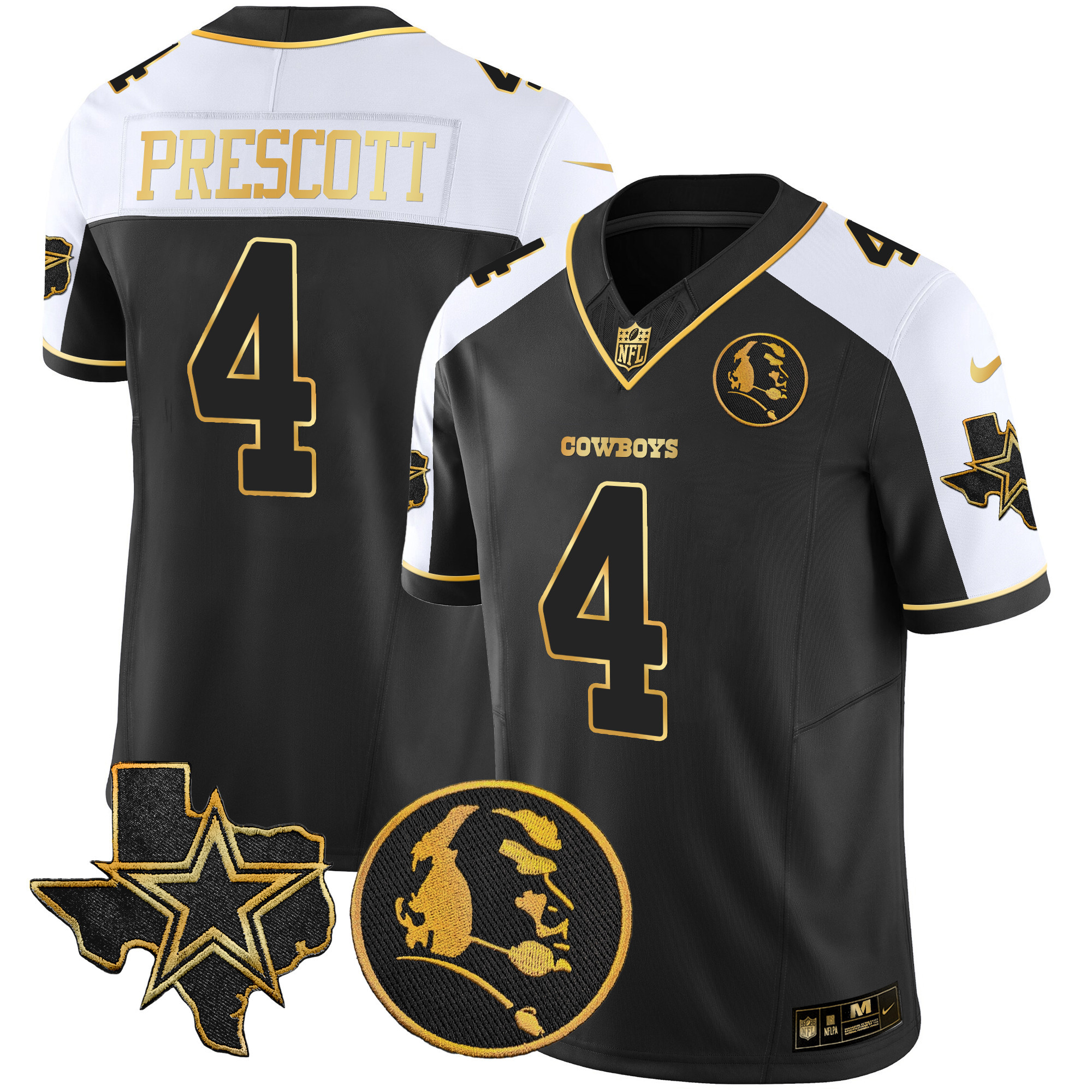 Men’s Cowboys Texas & John Madden Patch Gold Vapor Limited Jersey – All Stitched